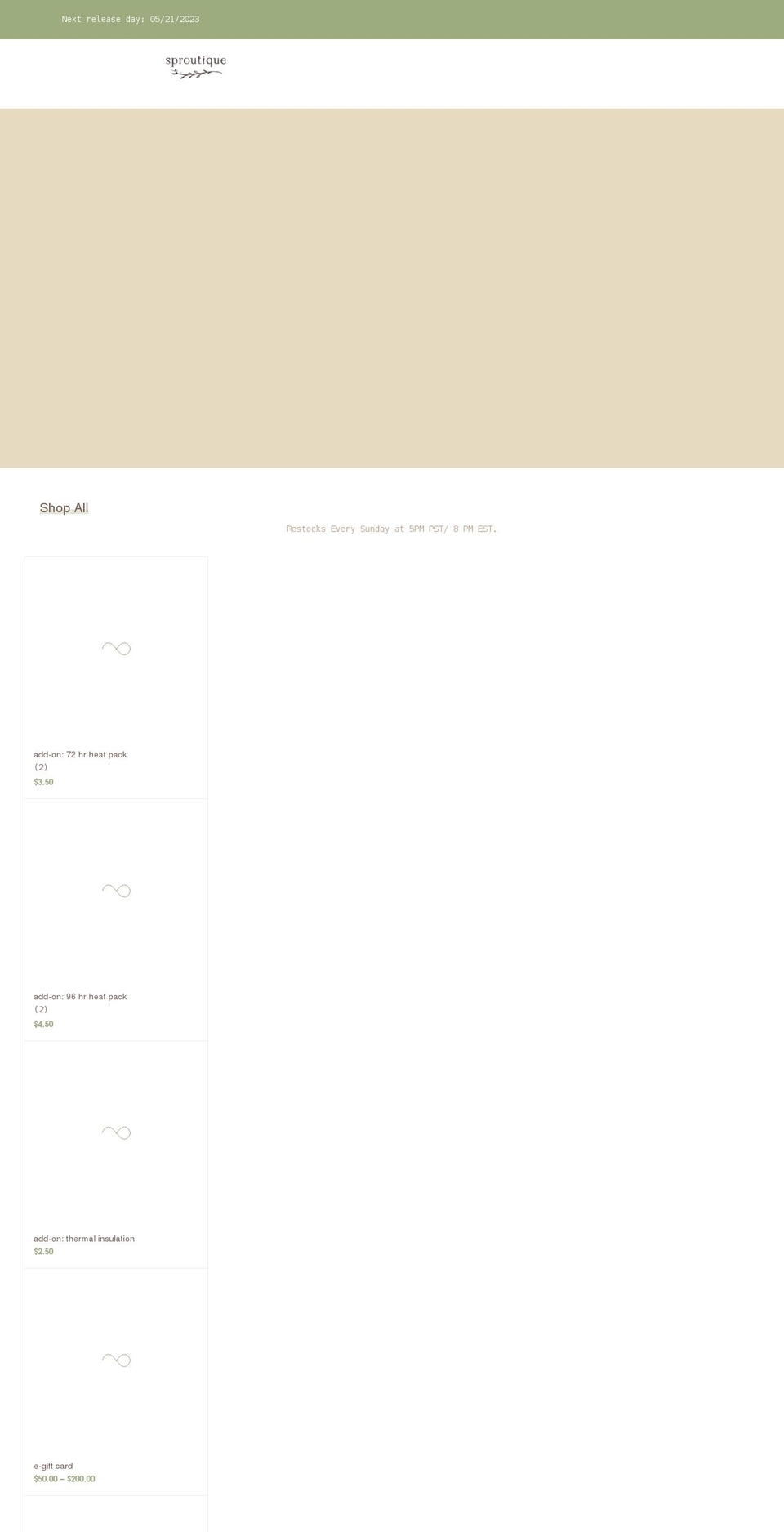 sproutique.com shopify website screenshot