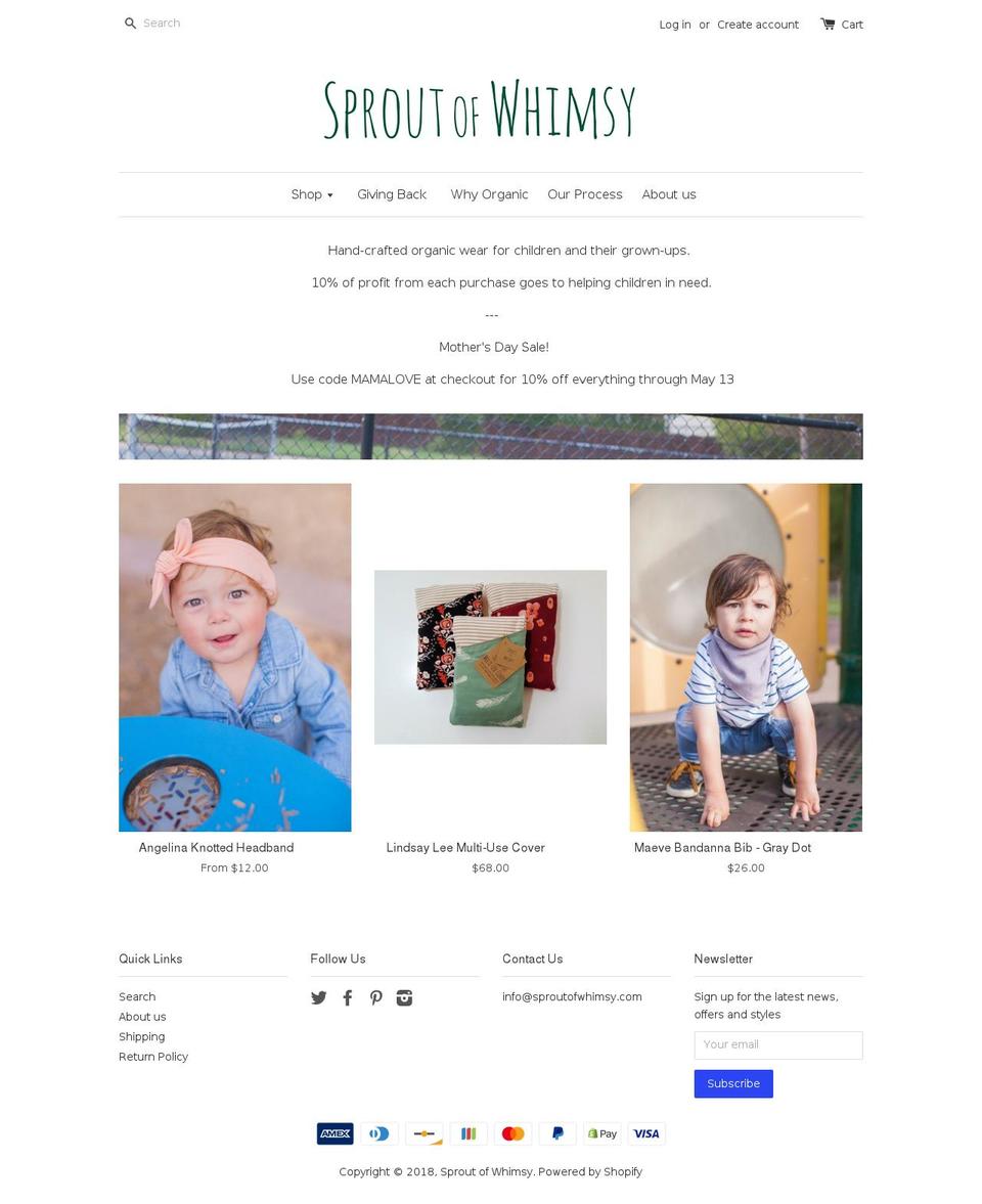 sproutofwhimsy.com — Shopify storefront screenshot