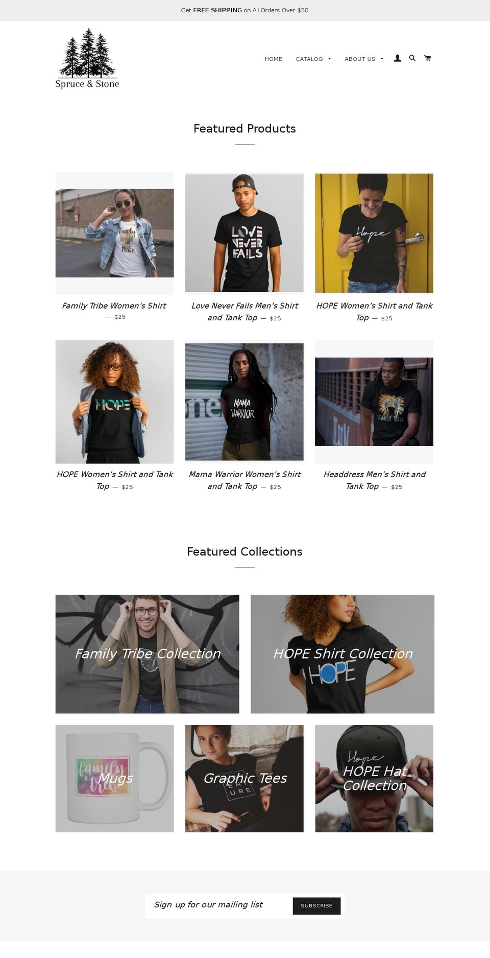 spruceandstone.org shopify website screenshot