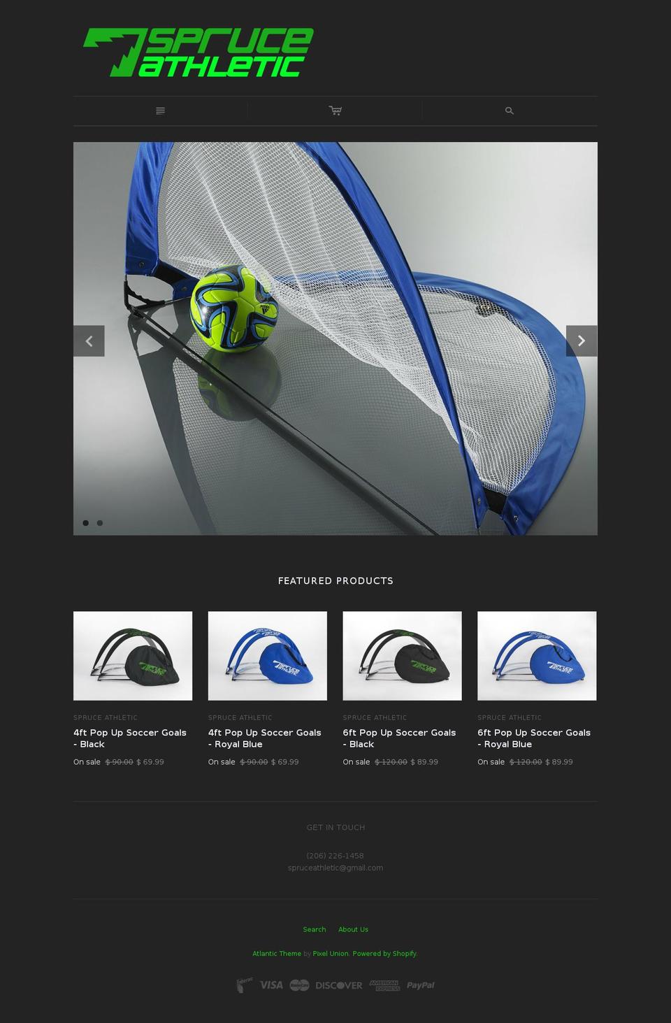 spruceathletic.com — Shopify storefront screenshot