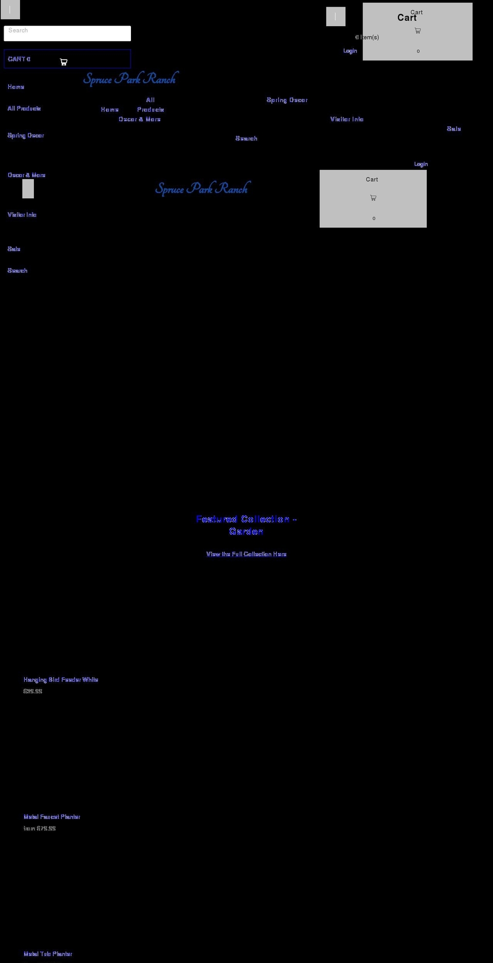 spruceparkranch.com shopify website screenshot