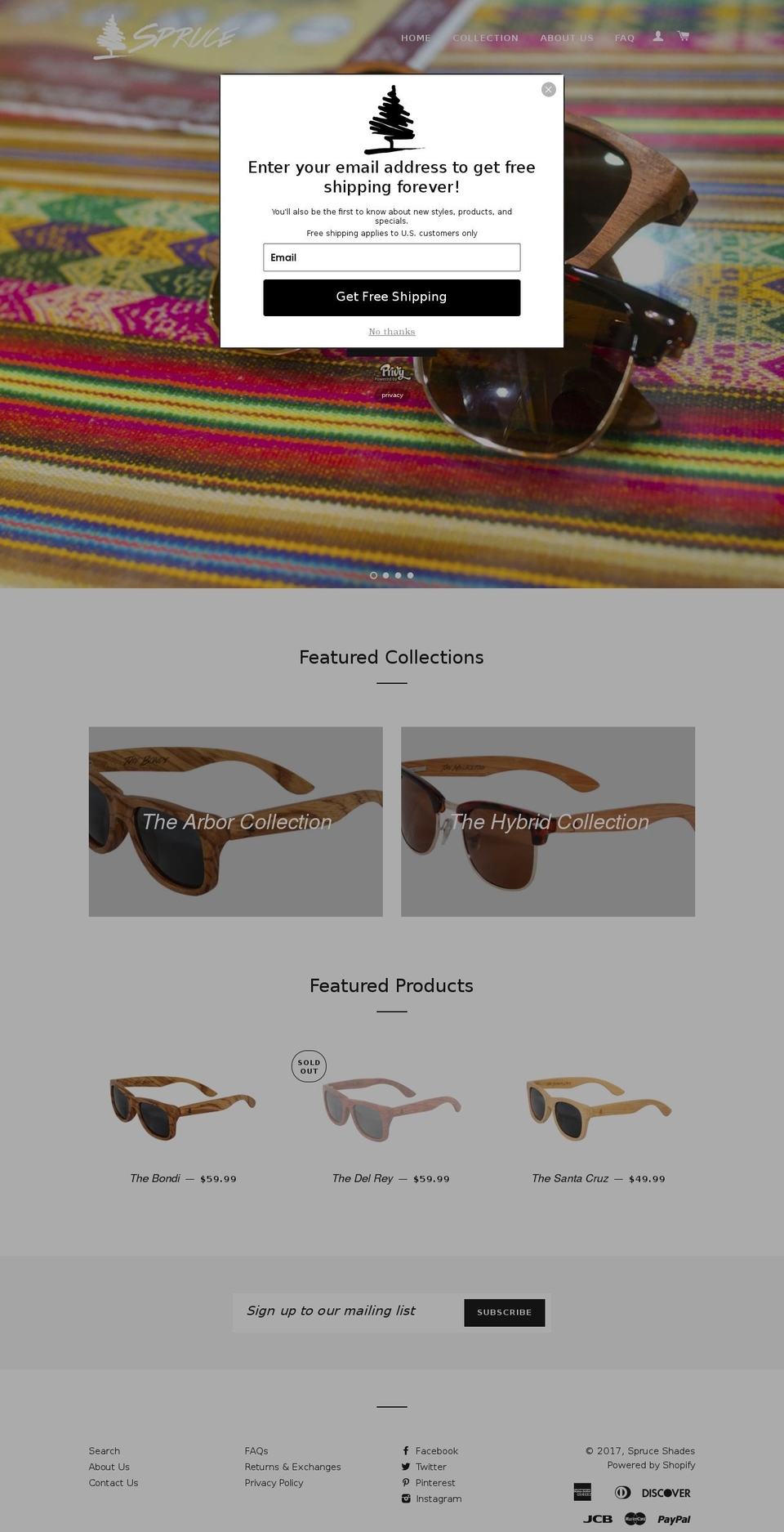 spruceshades.com shopify website screenshot