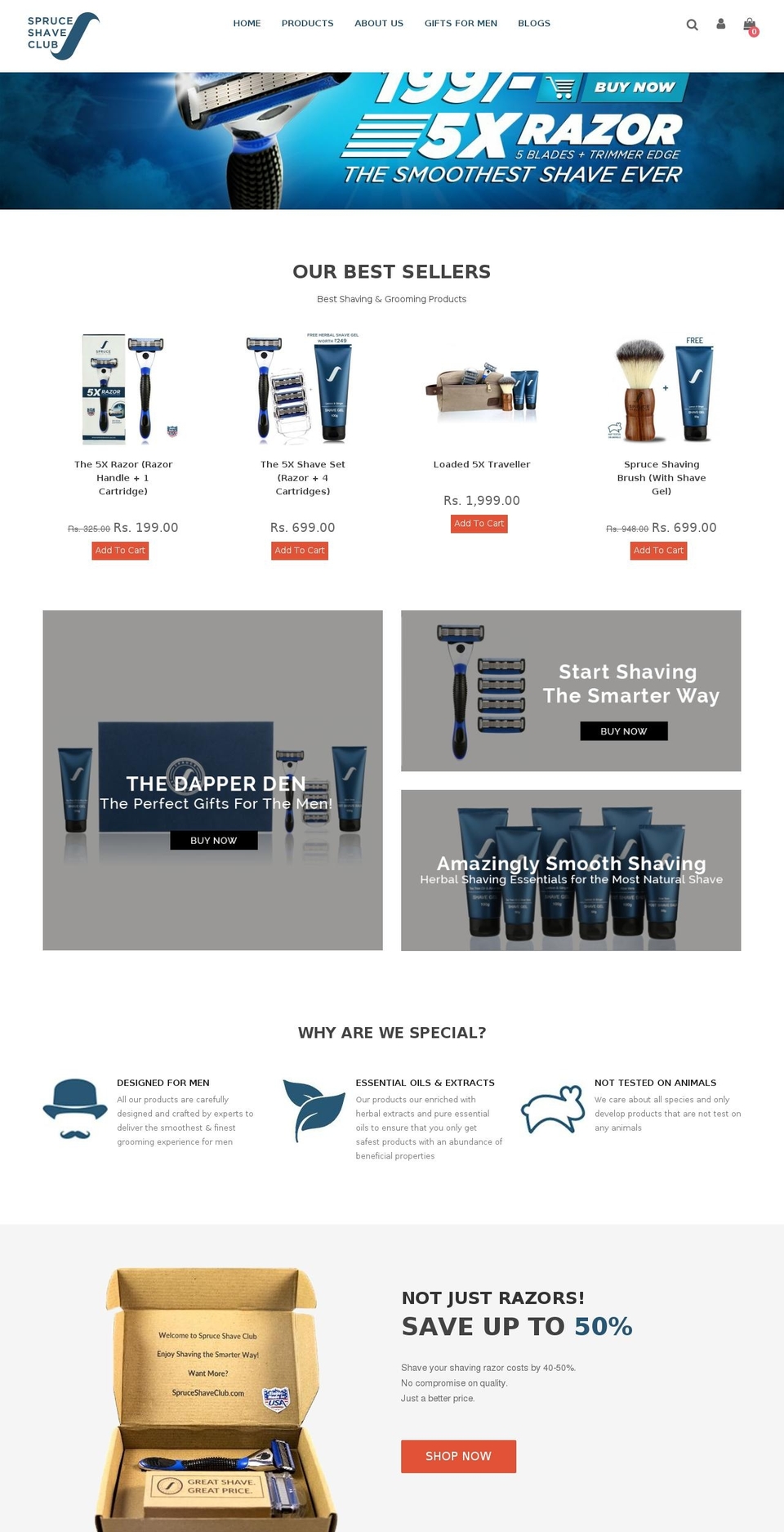 Lucent Innovation 1.0 Shopify theme site example spruceshaveclub.com