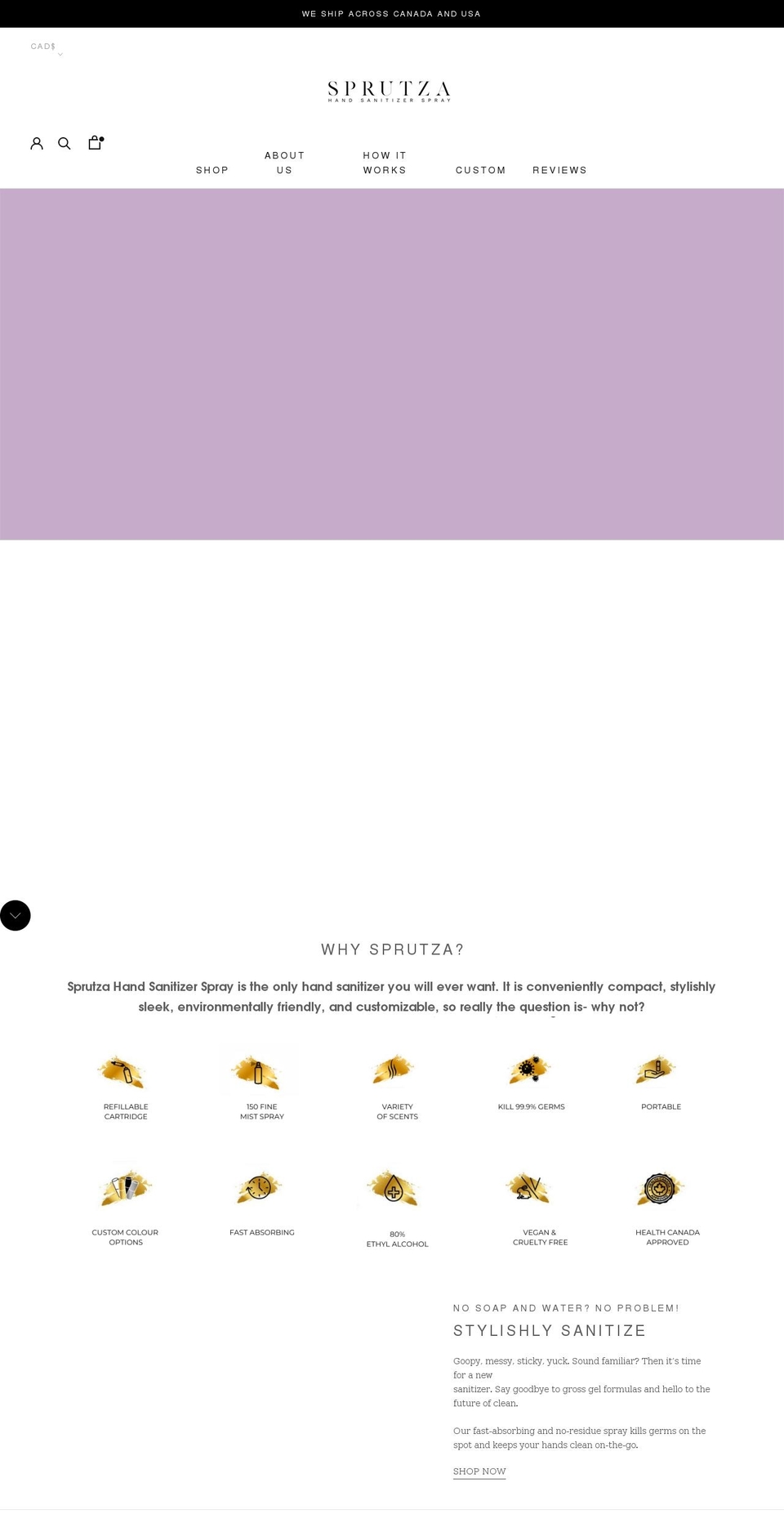 sprutza.com shopify website screenshot