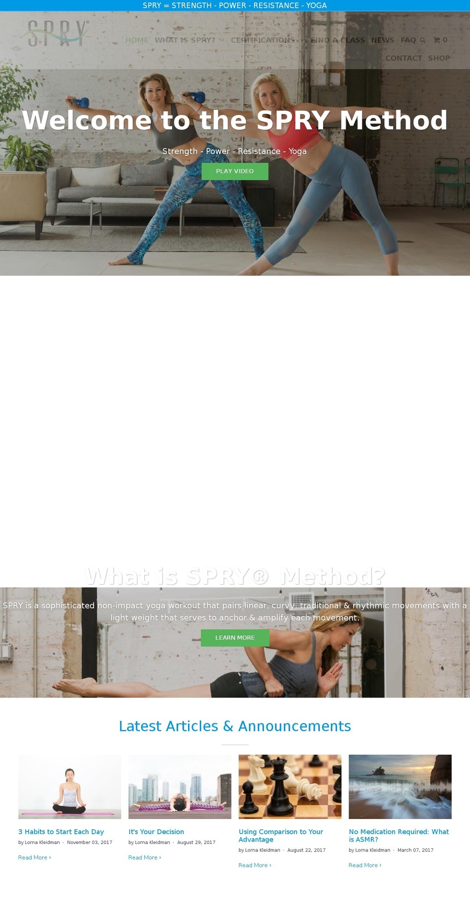spry-yoga.com shopify website screenshot