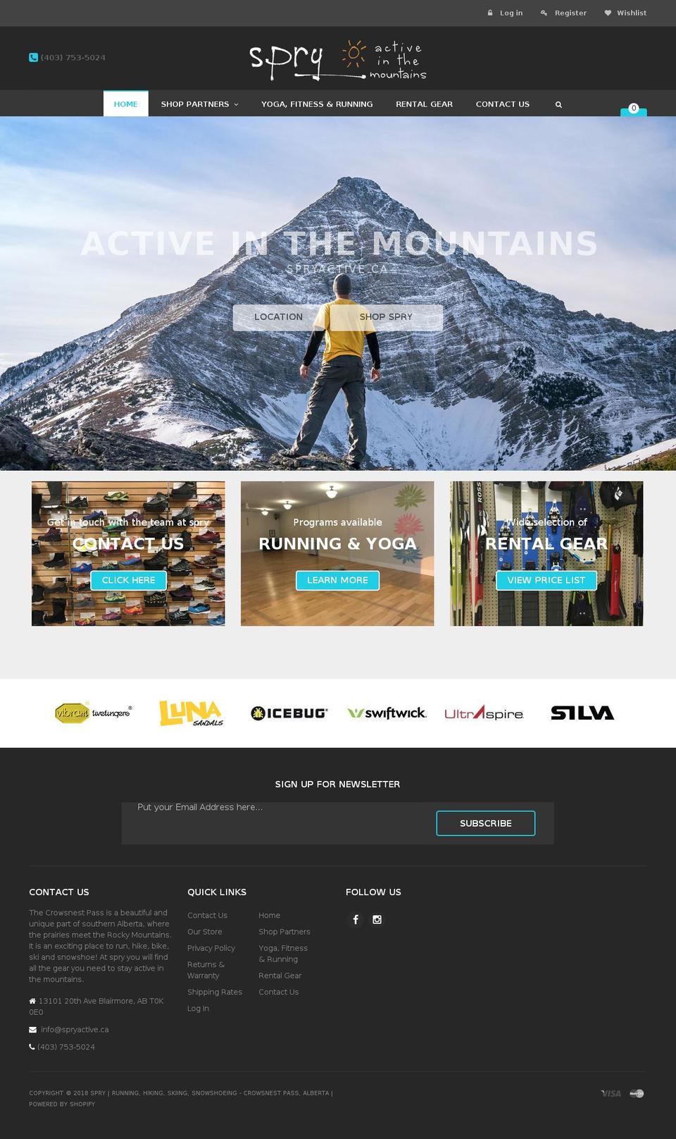 spryactive.ca shopify website screenshot