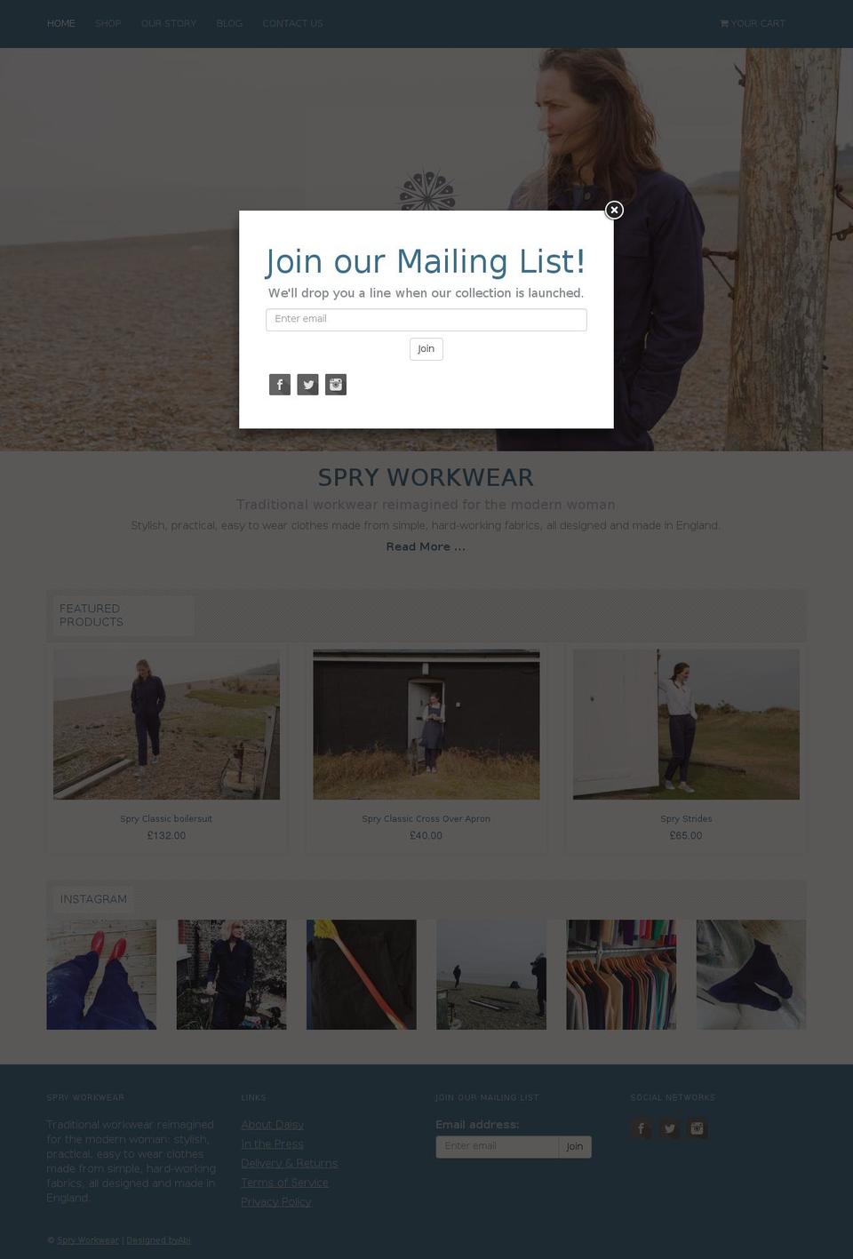 spryworkwear.com shopify website screenshot