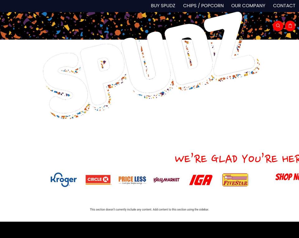 spudzchips.com shopify website screenshot