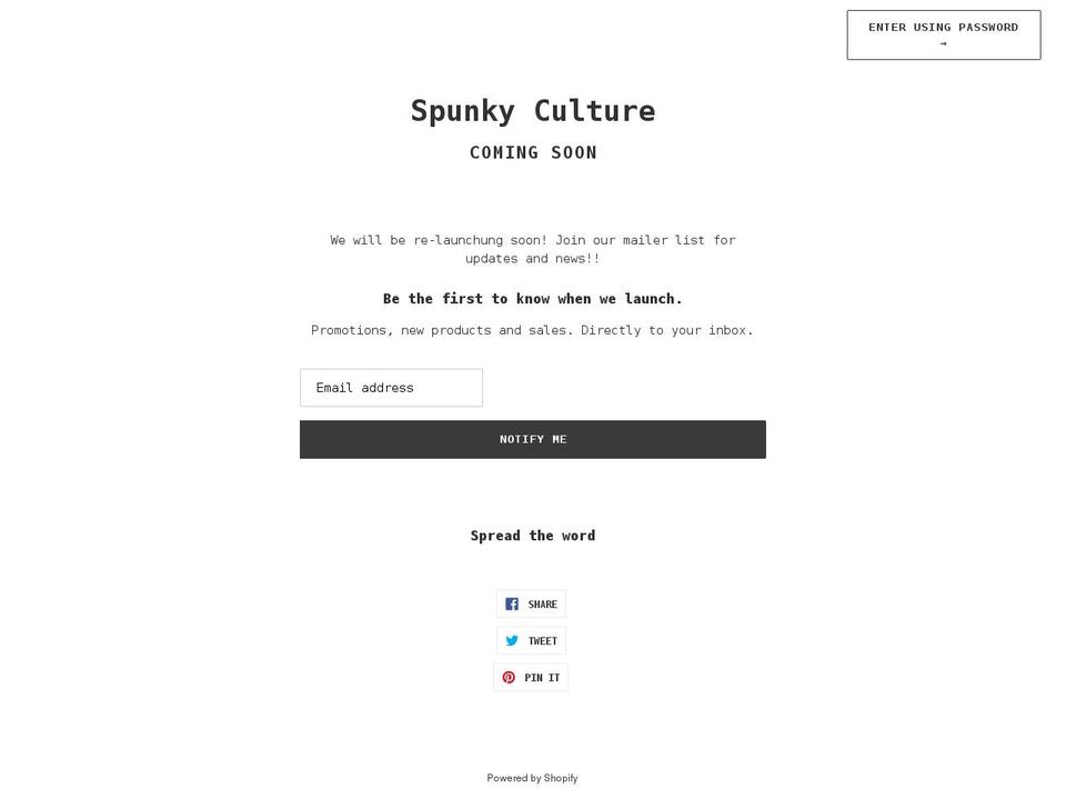 spunkyculture.com shopify website screenshot