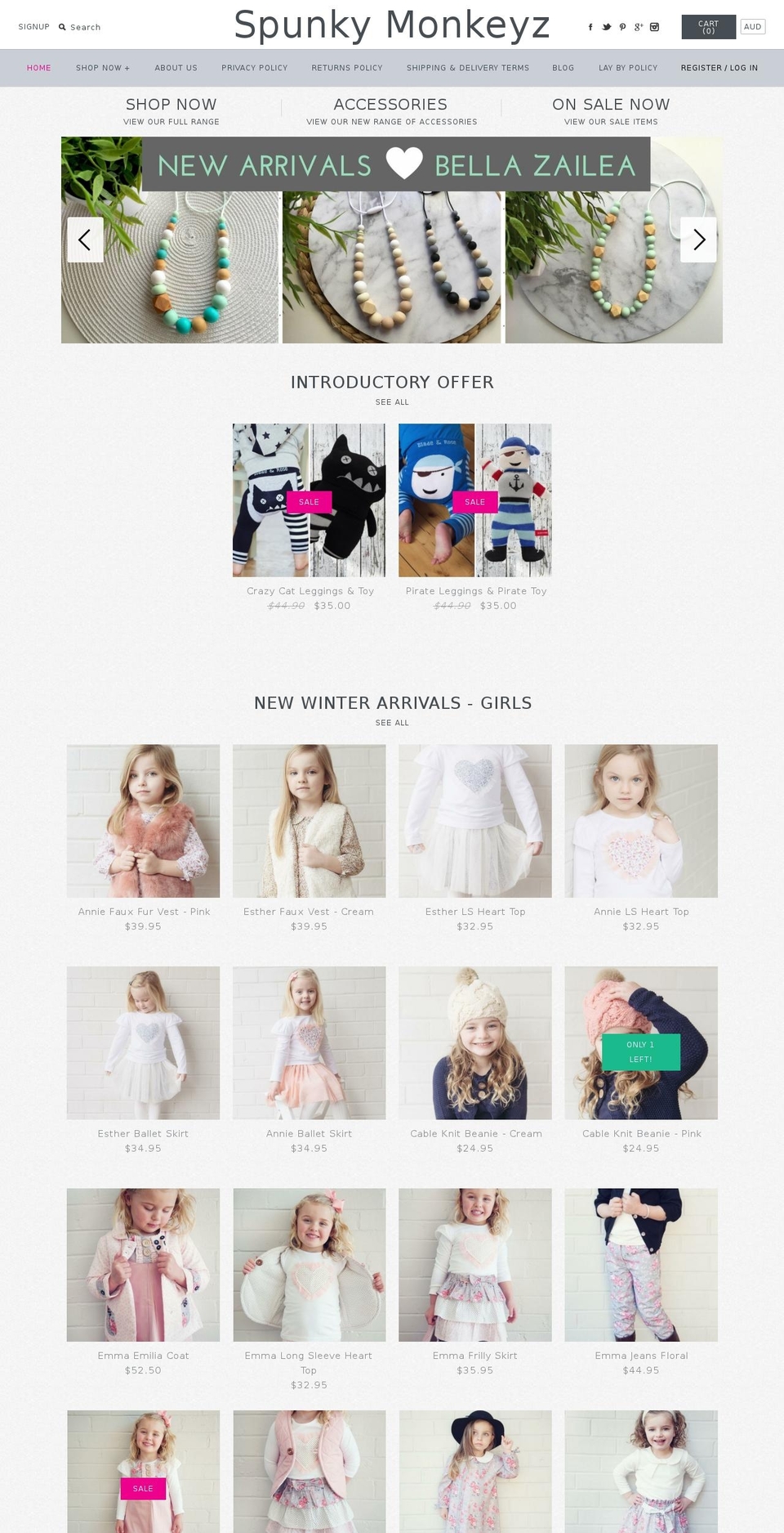spunkymonkeyz.com.au shopify website screenshot