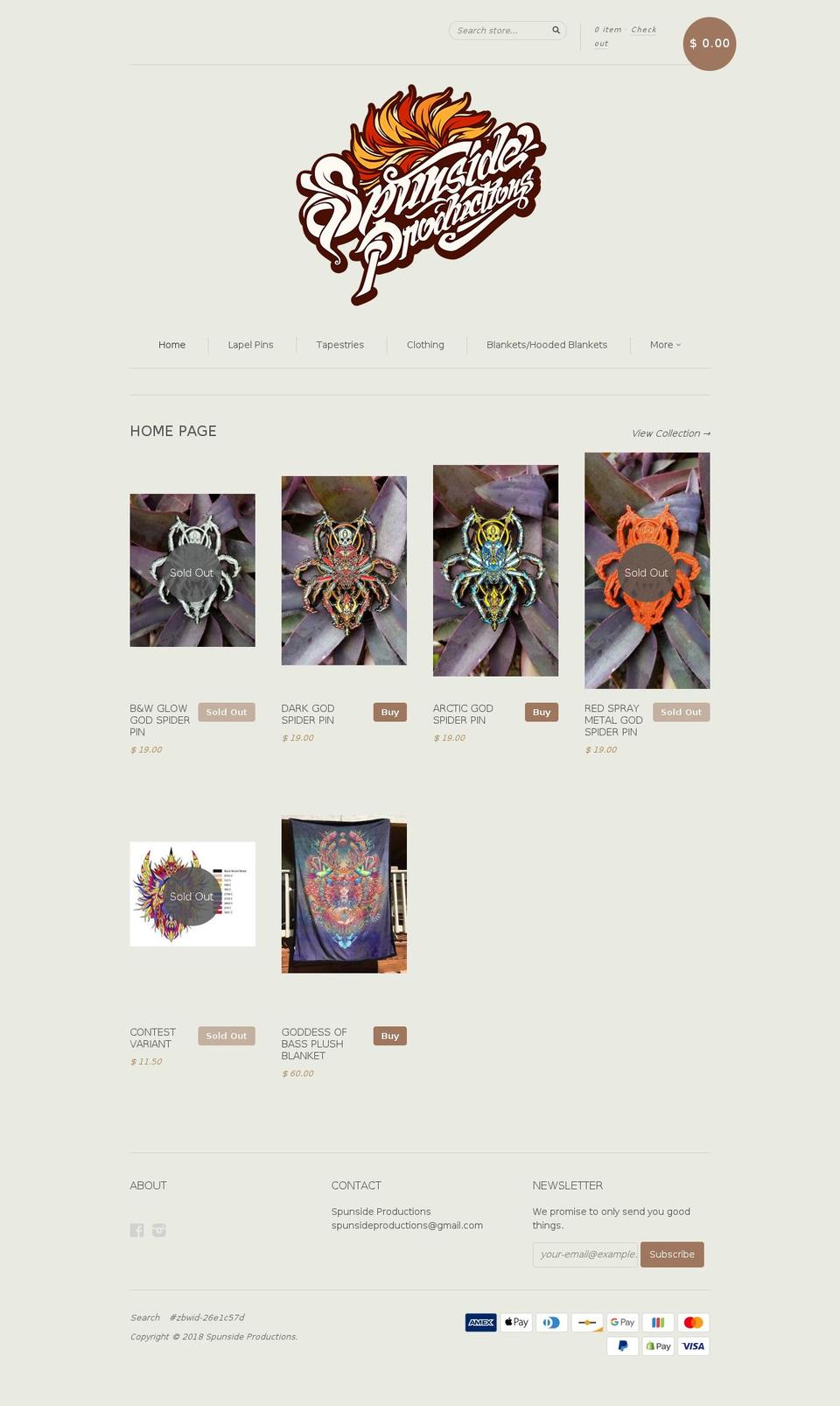 spunsideproductions.com shopify website screenshot
