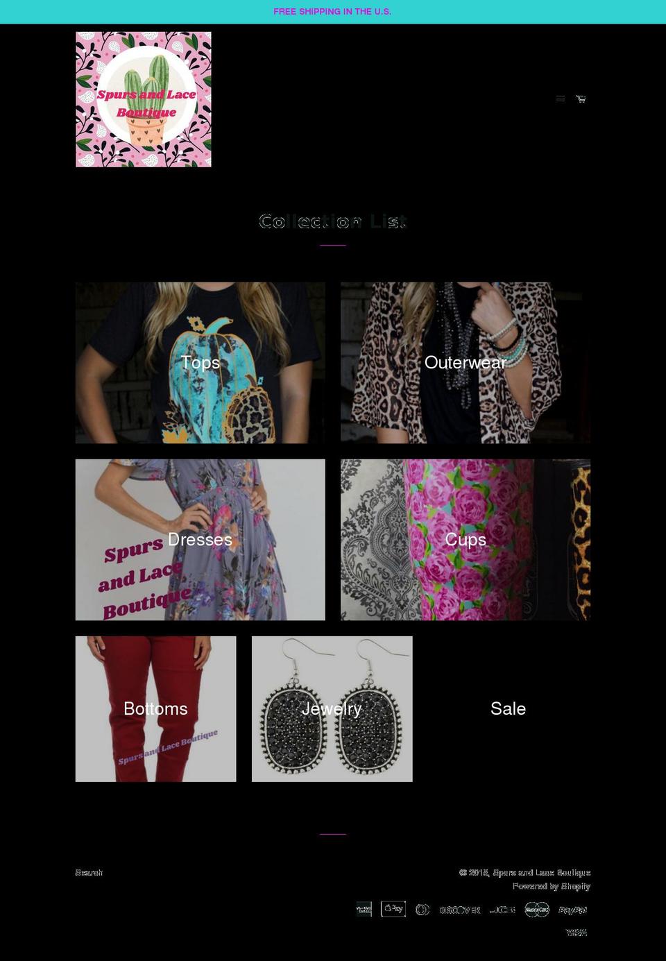 spursandlaceboutique.com — Shopify storefront screenshot