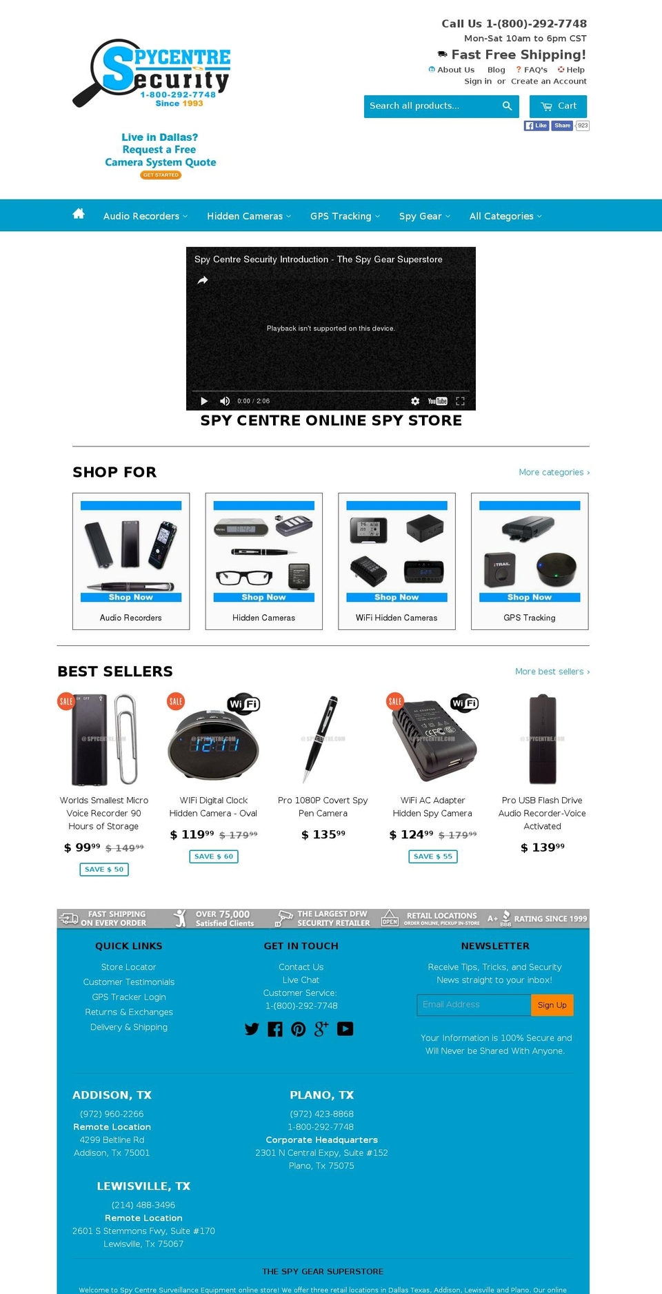 spycentre.com shopify website screenshot