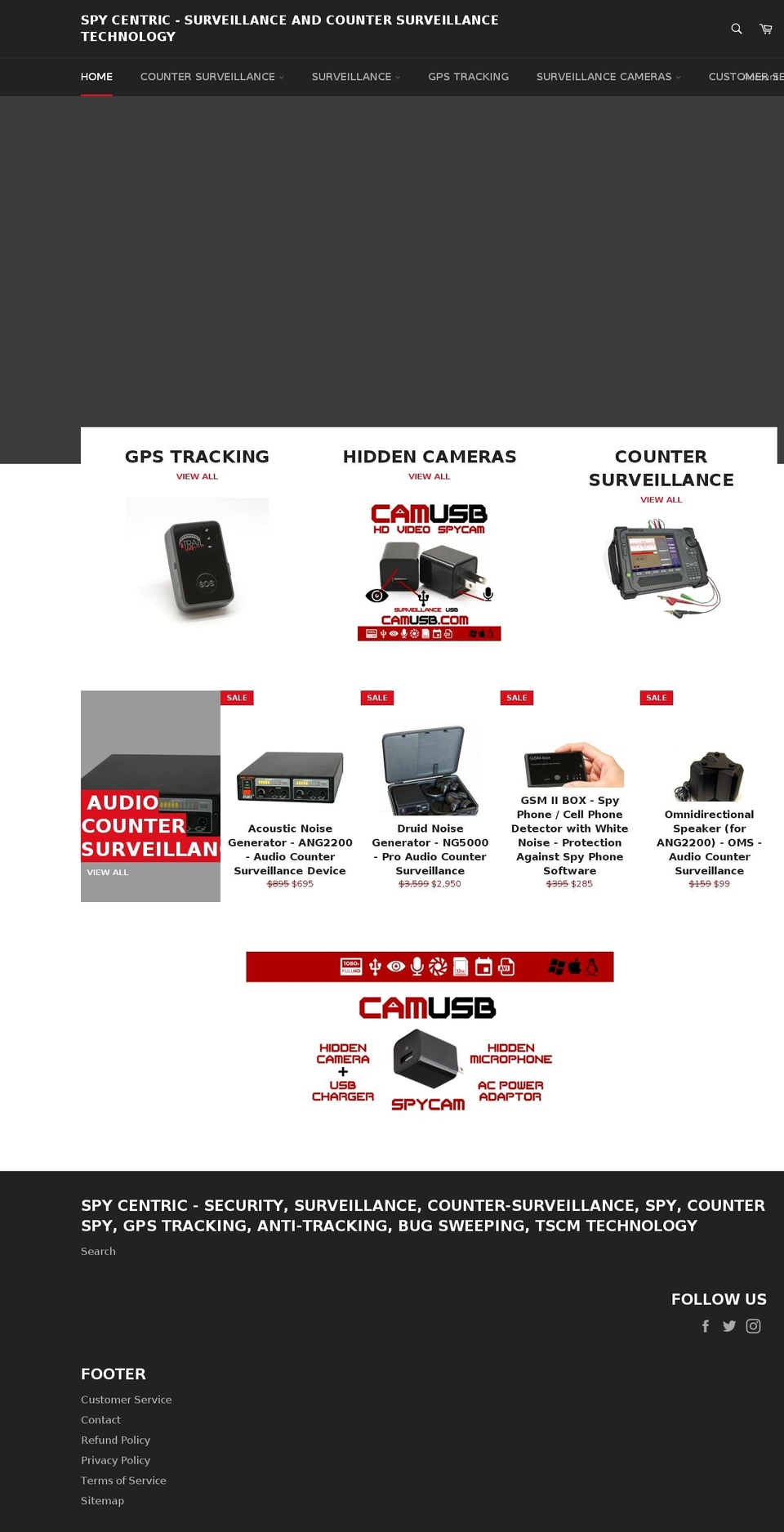 spycentric.com shopify website screenshot