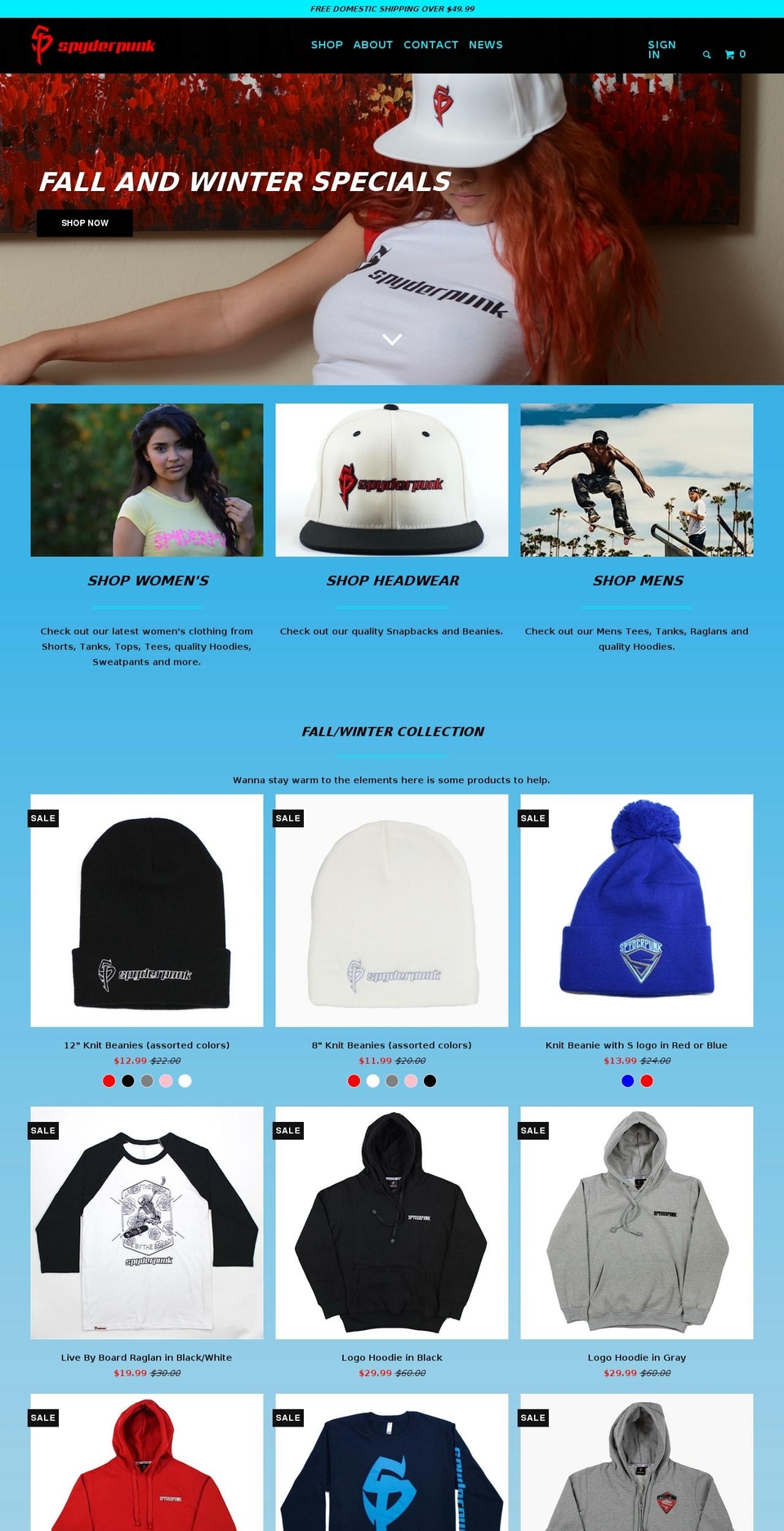 spyderpunk.com shopify website screenshot