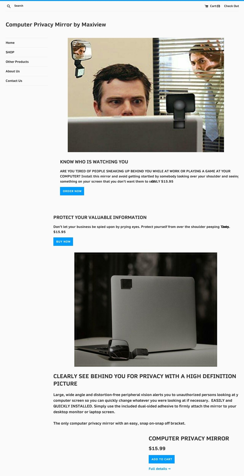 spyspottermirror.com — Shopify storefront screenshot