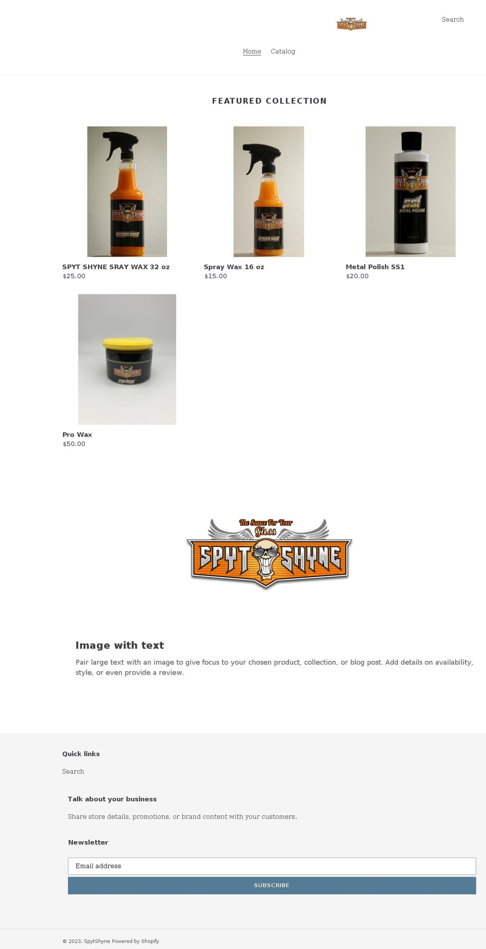 spytshyne.com shopify website screenshot