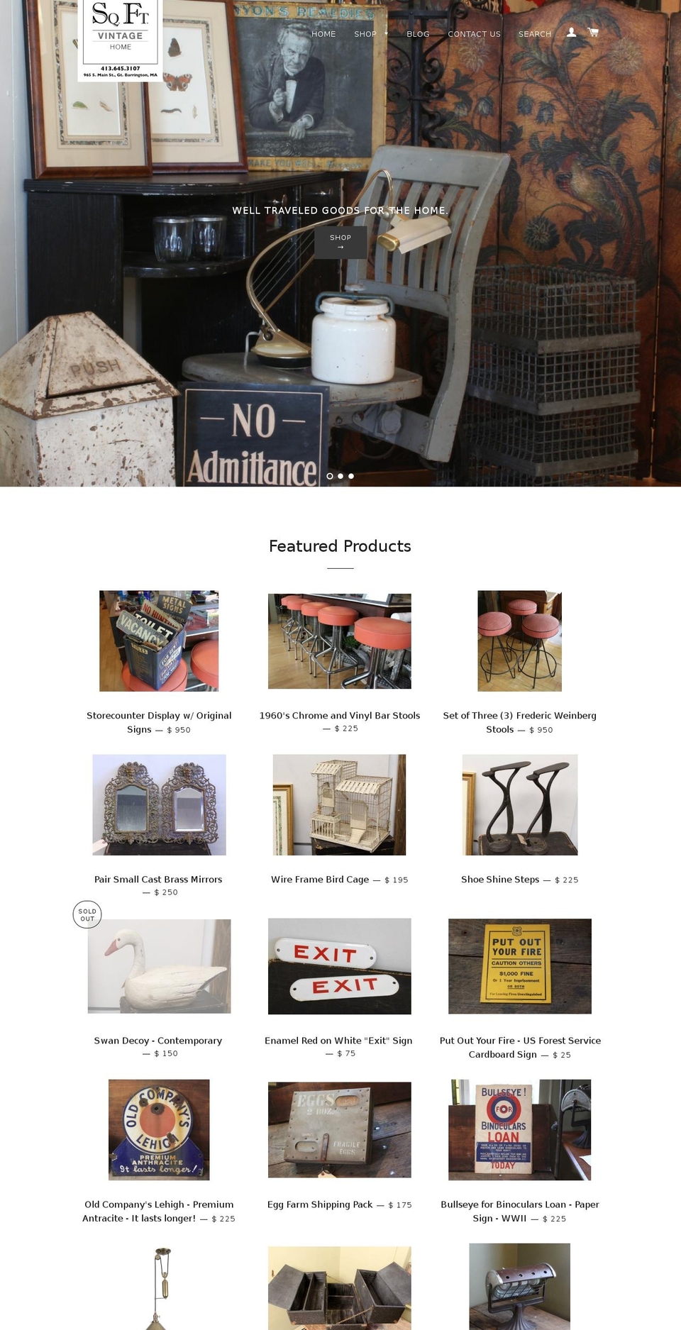 sqftvintage.com shopify website screenshot