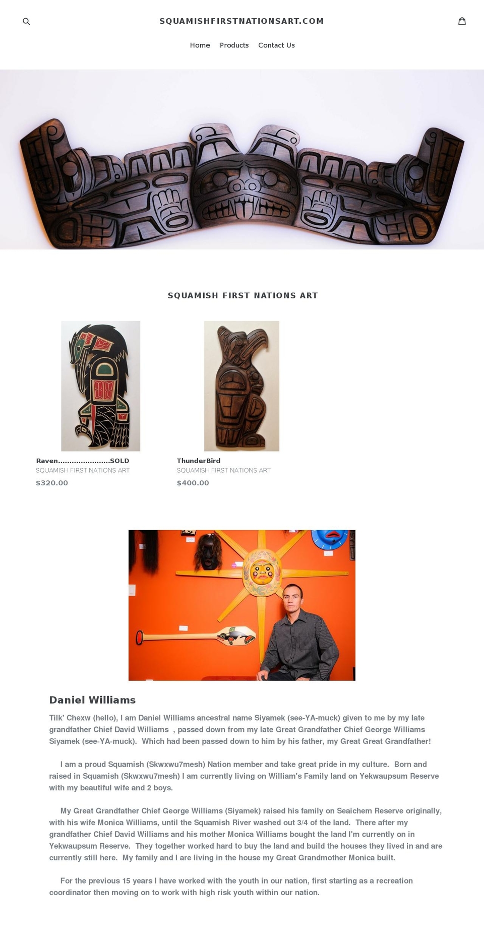 squamishfirstnationsart.com shopify website screenshot