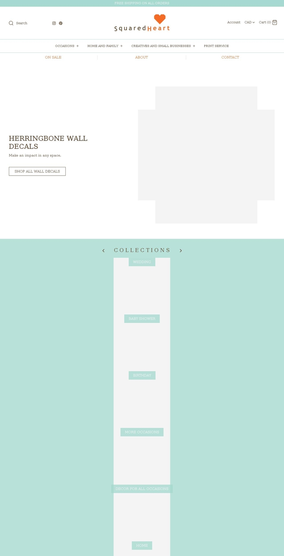 squaredheart.com shopify website screenshot