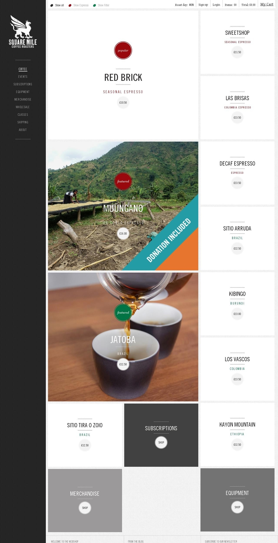 squaremilecoffee.com shopify website screenshot