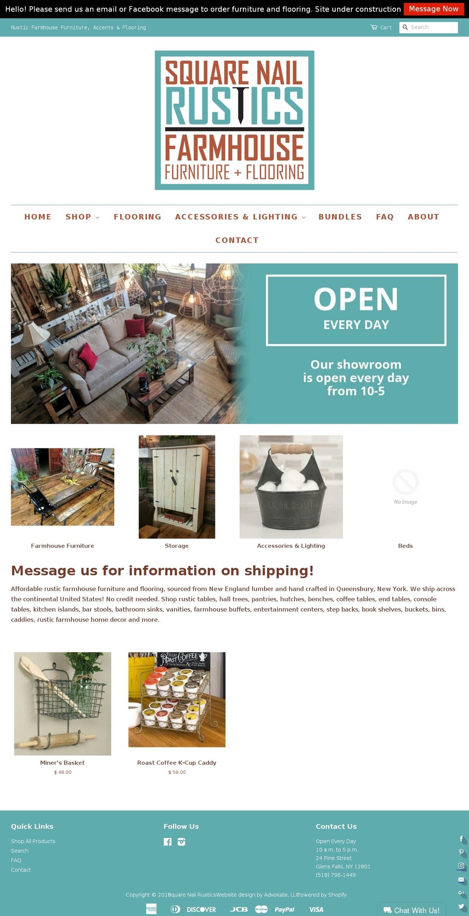 squarenailrustic.com — Shopify storefront screenshot
