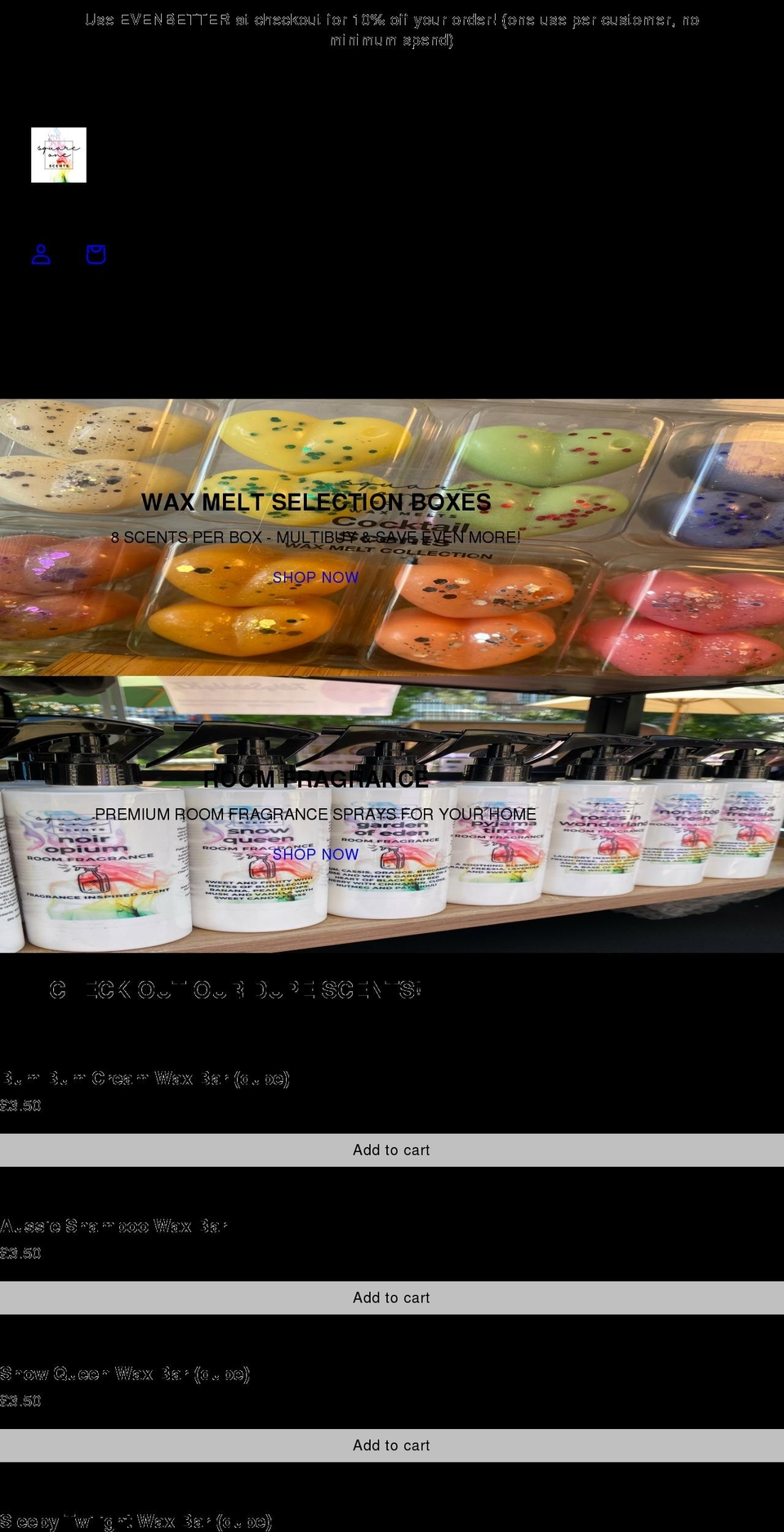 squareonescents.com shopify website screenshot