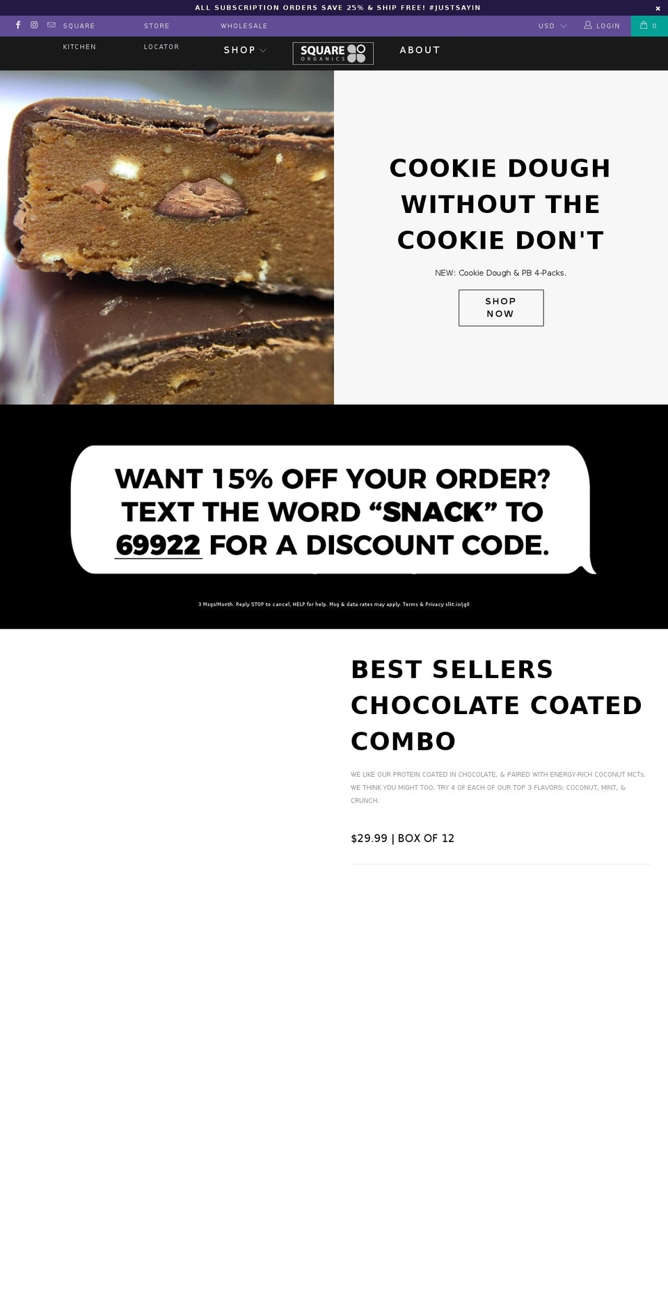squareorganics.com — Shopify storefront screenshot