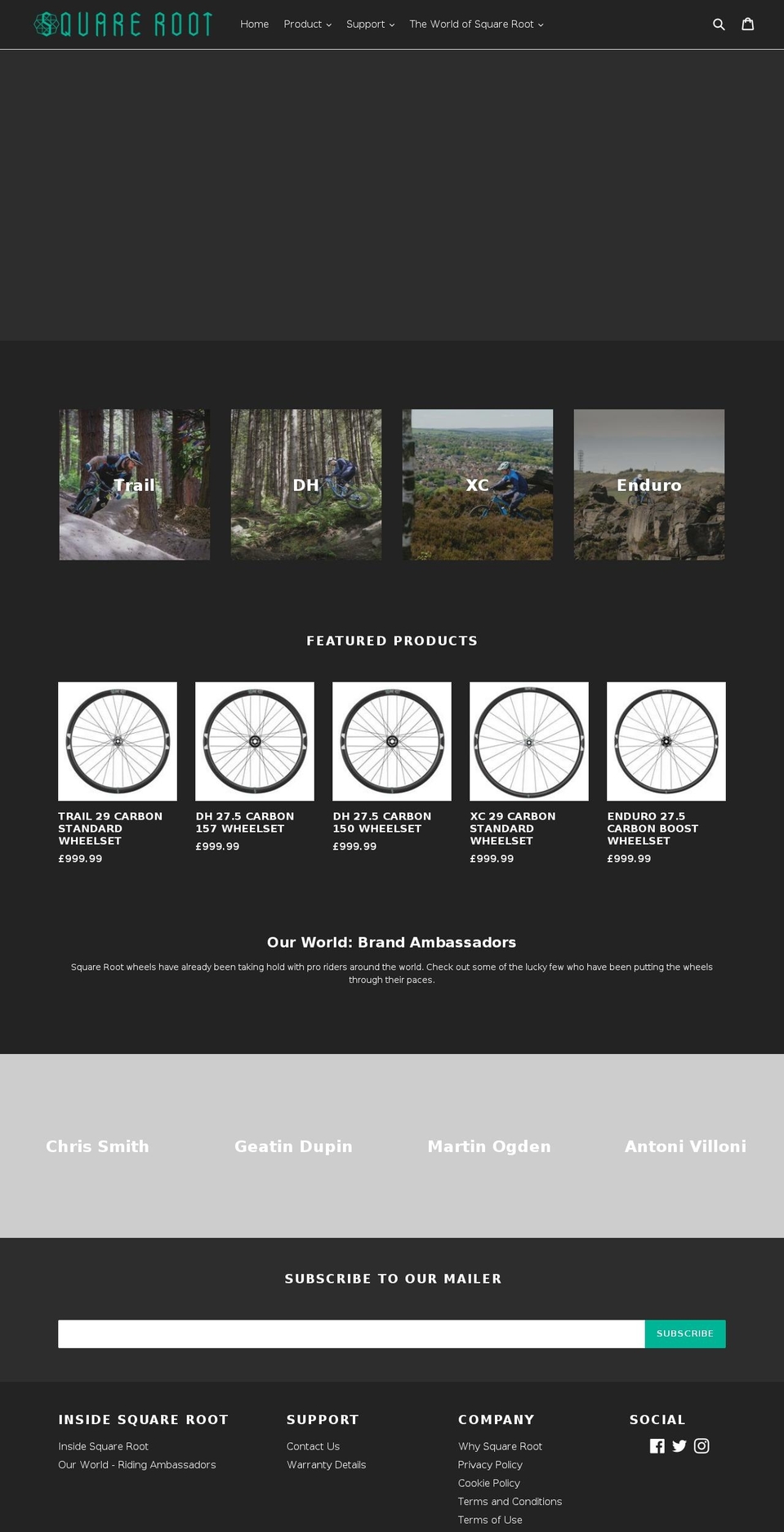 squarerootcycles.com — Shopify storefront screenshot