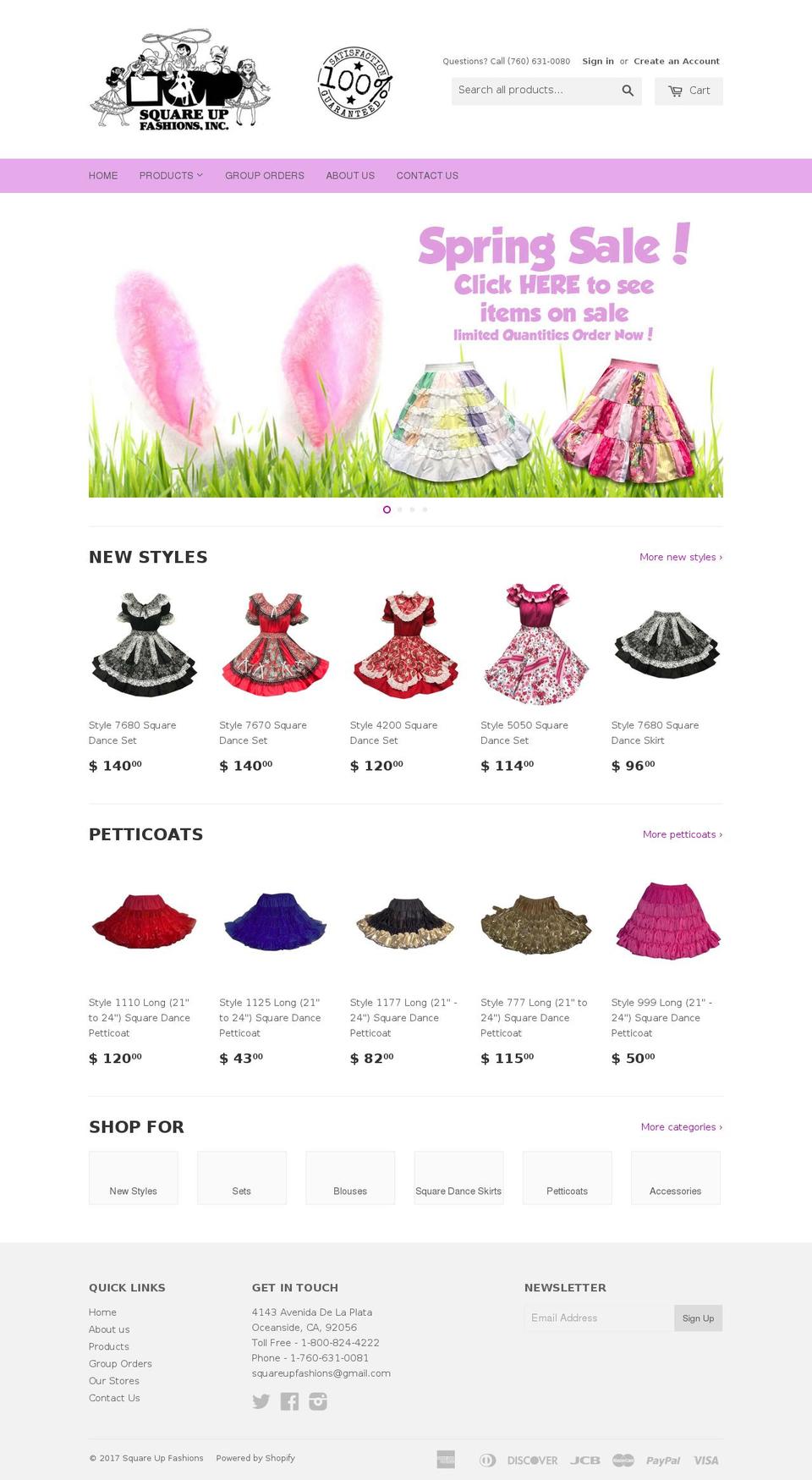 squareupfashions.com shopify website screenshot
