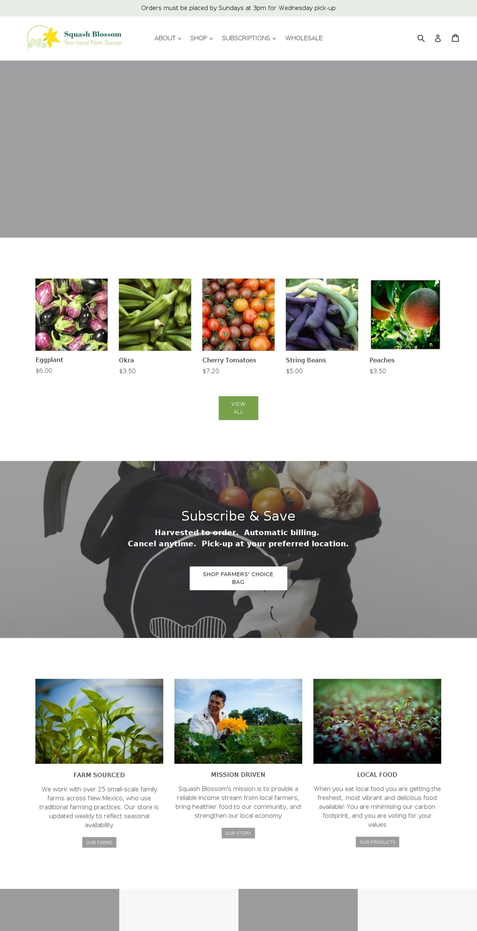 Blossom Shopify theme site example squashblossomlocalfood.com