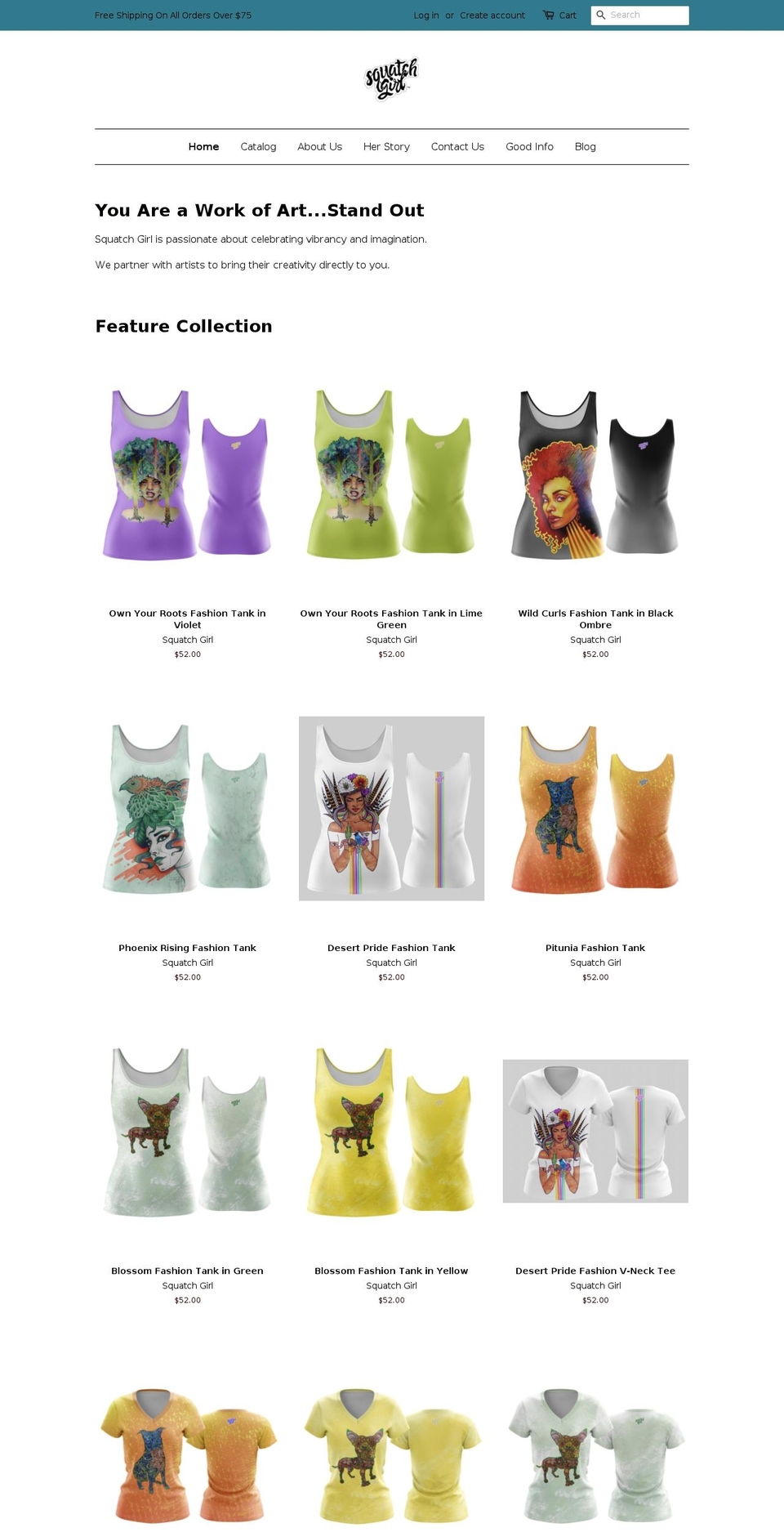 squatchgirl.com — Shopify storefront screenshot