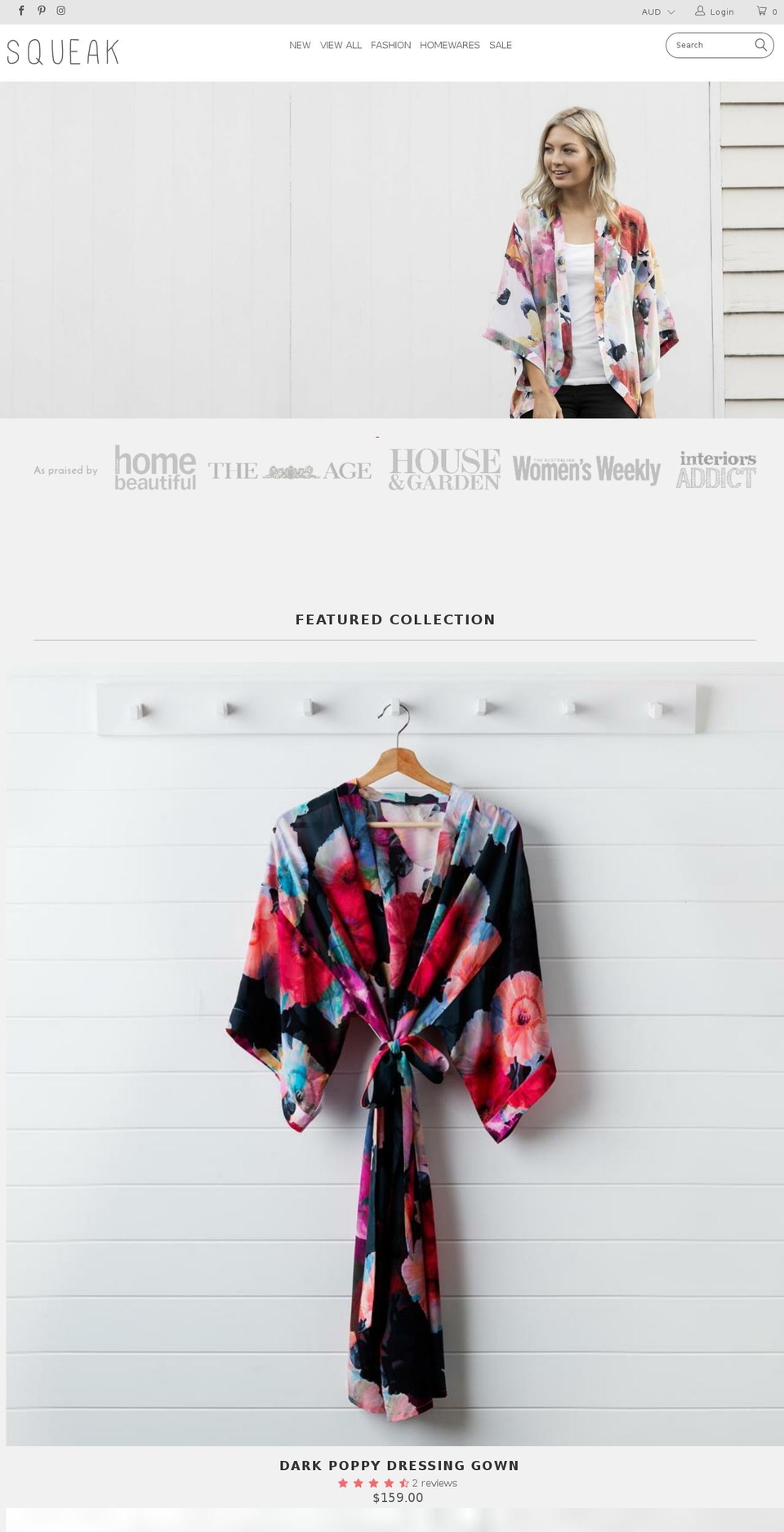 squeakdesign.com.au shopify website screenshot