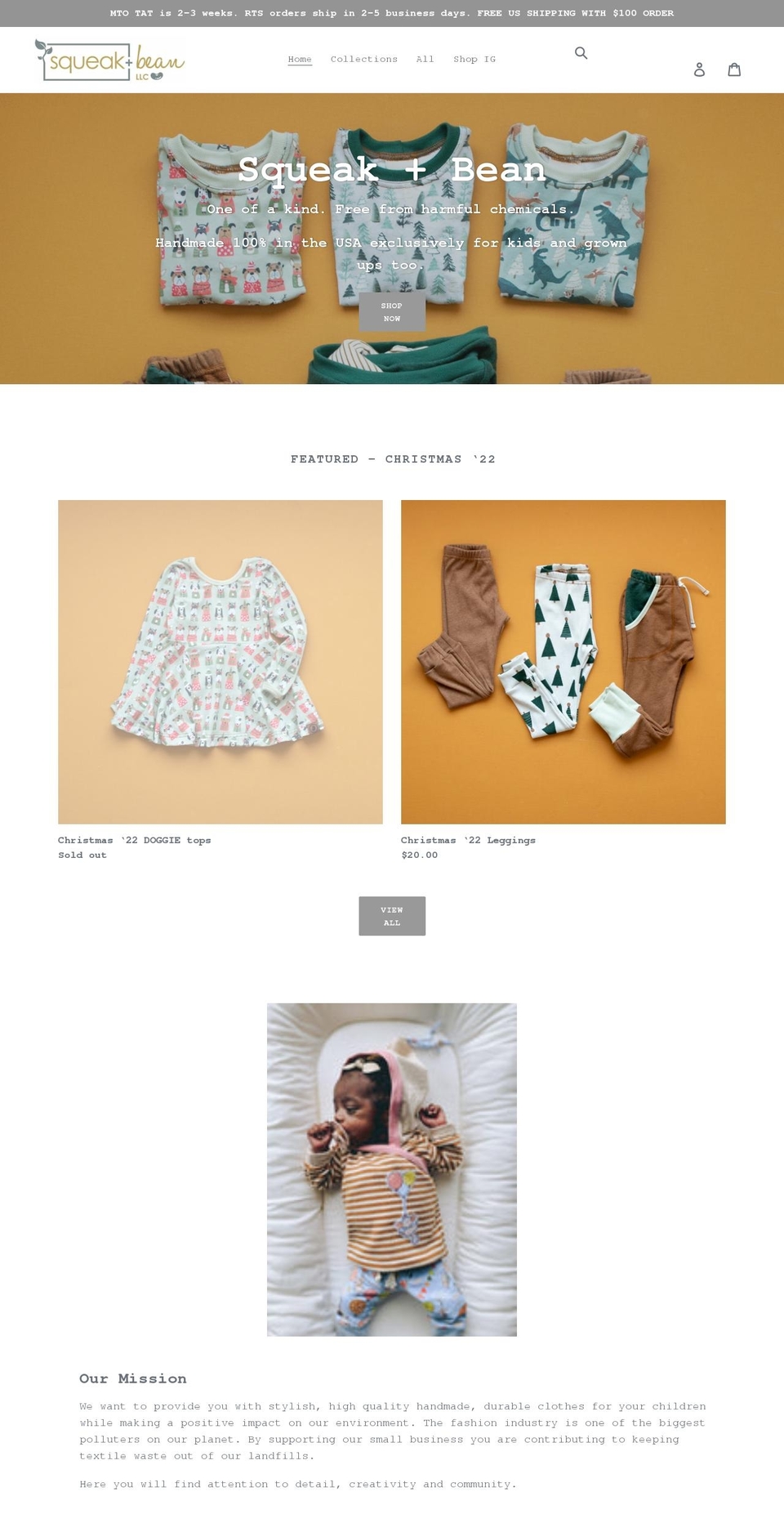 squeaknbean.com shopify website screenshot