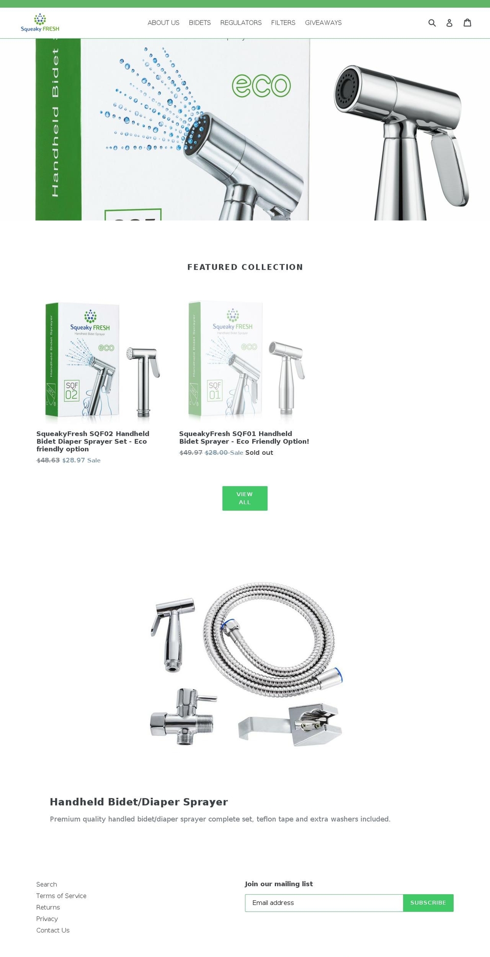 squeakyfresh.com — Shopify storefront screenshot