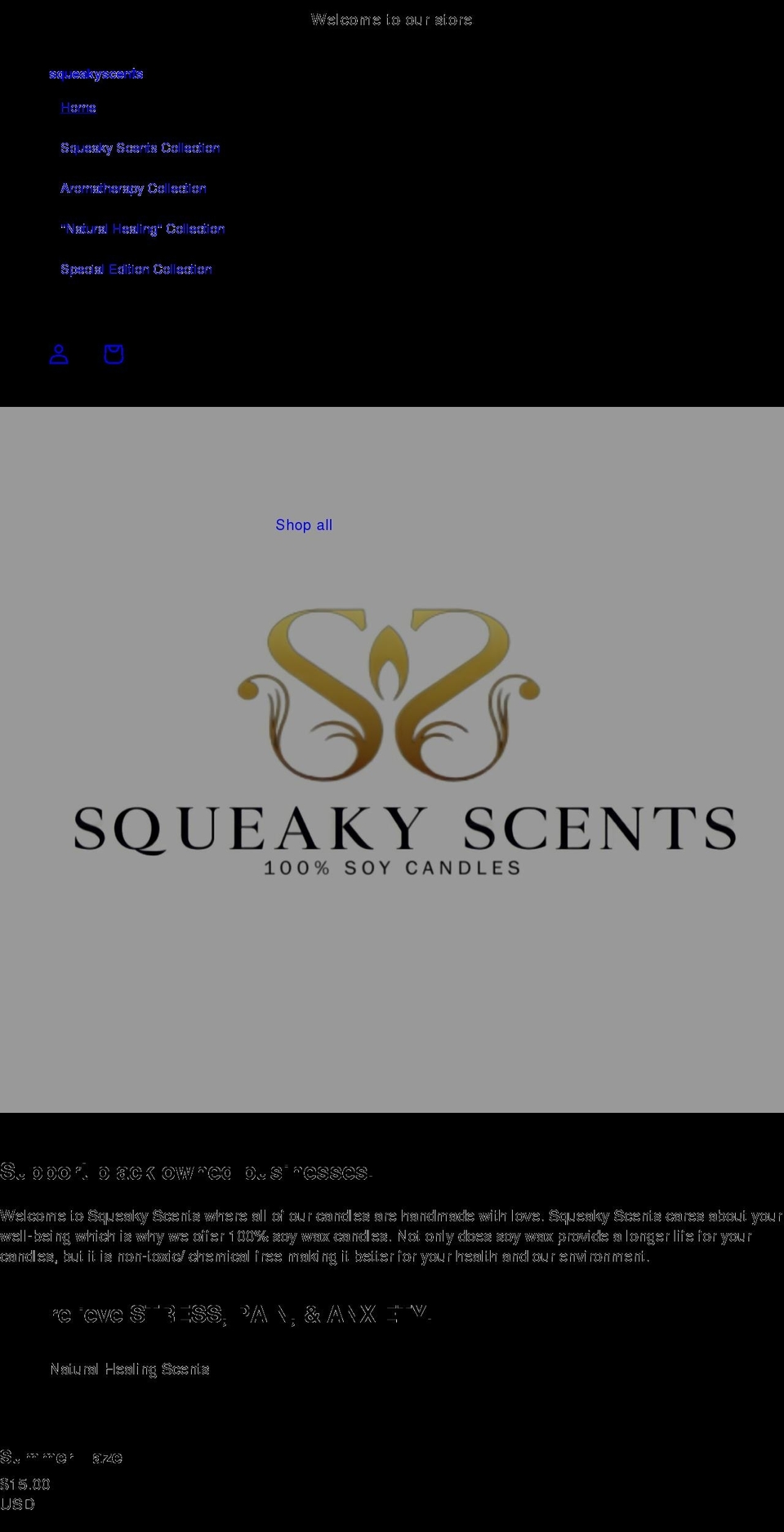 squeakyscents.com shopify website screenshot