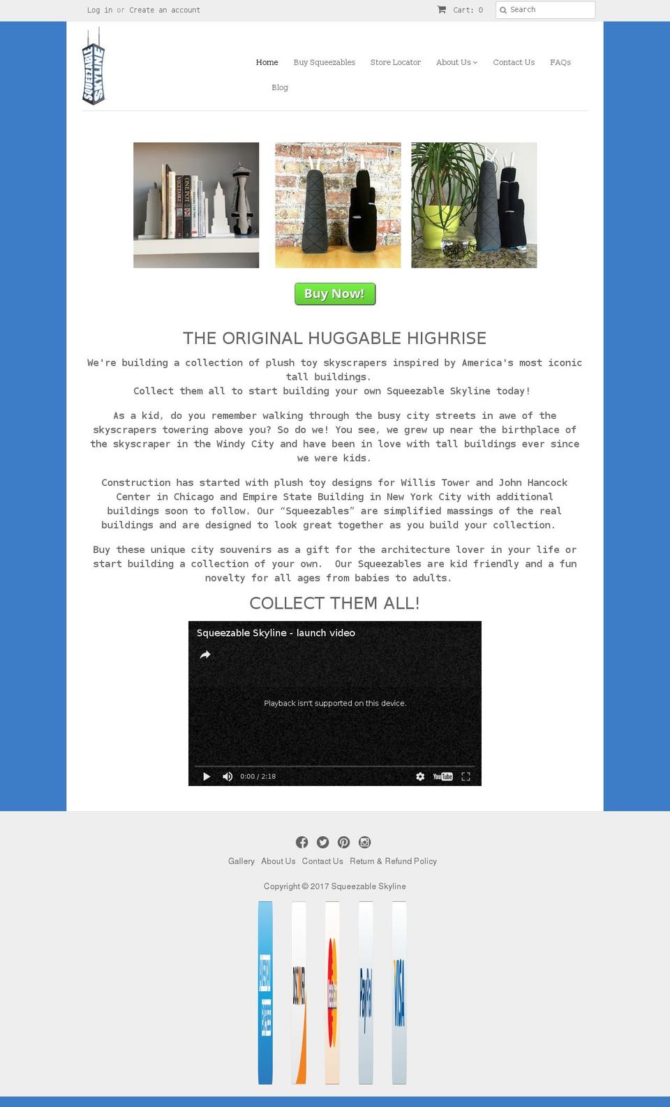 squeezableskyline.net shopify website screenshot