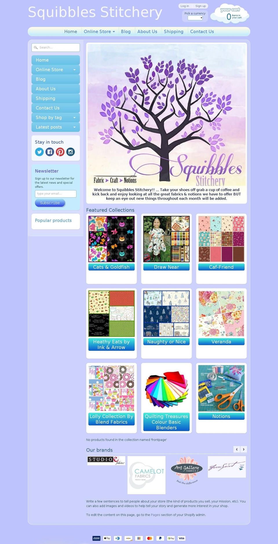 squibblesstitchery.com shopify website screenshot