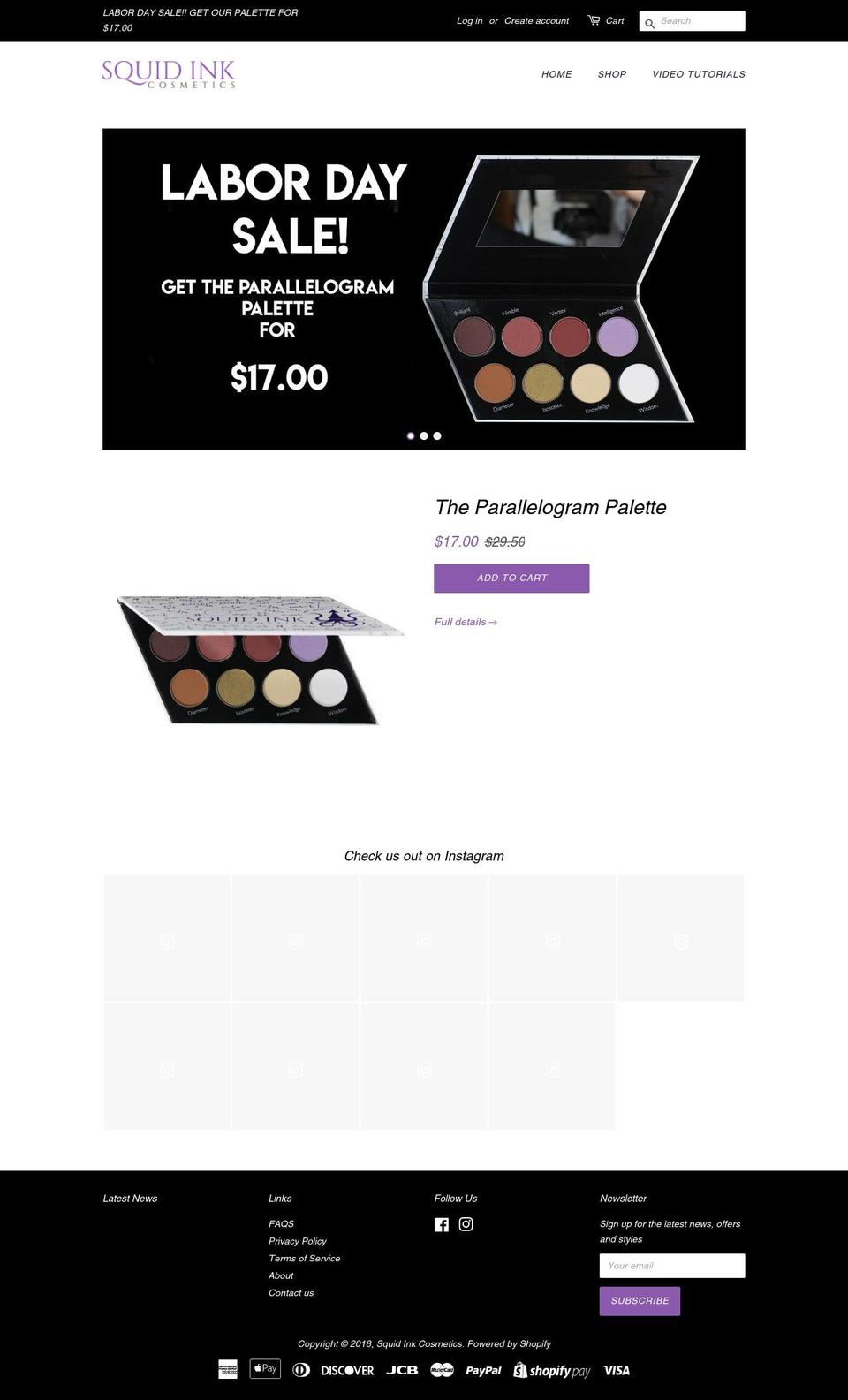 squidinkcosmetics.com — Shopify storefront screenshot