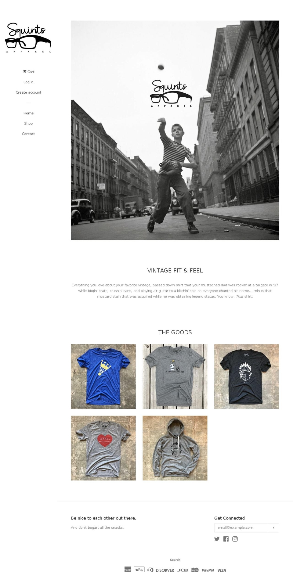 squintsapparel.com shopify website screenshot