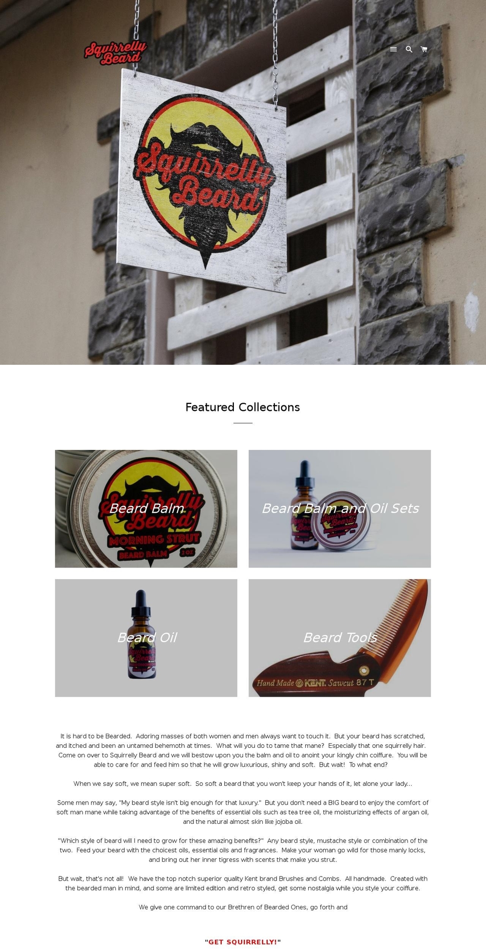 squirrellybeard.com shopify website screenshot