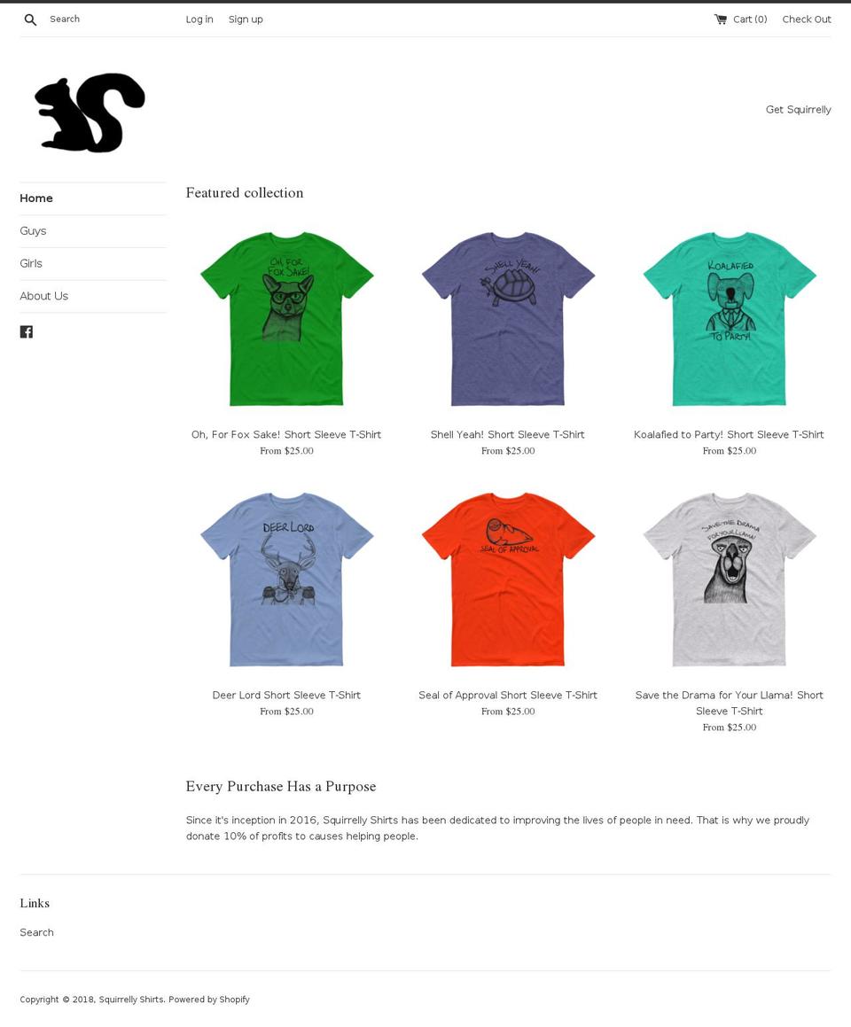 squirrellyshirts.com — Shopify storefront screenshot