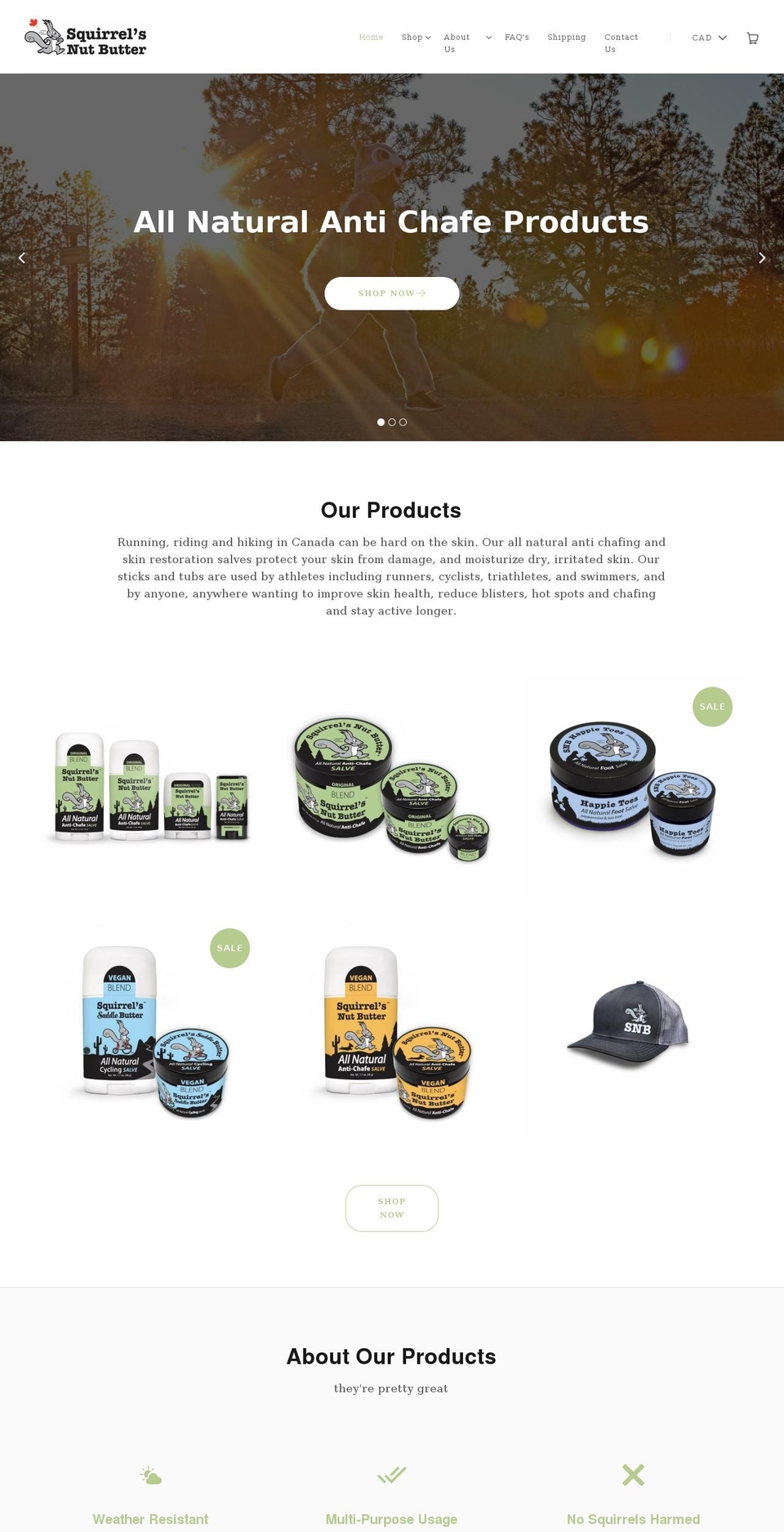 squirrelsnutbutter.ca shopify website screenshot