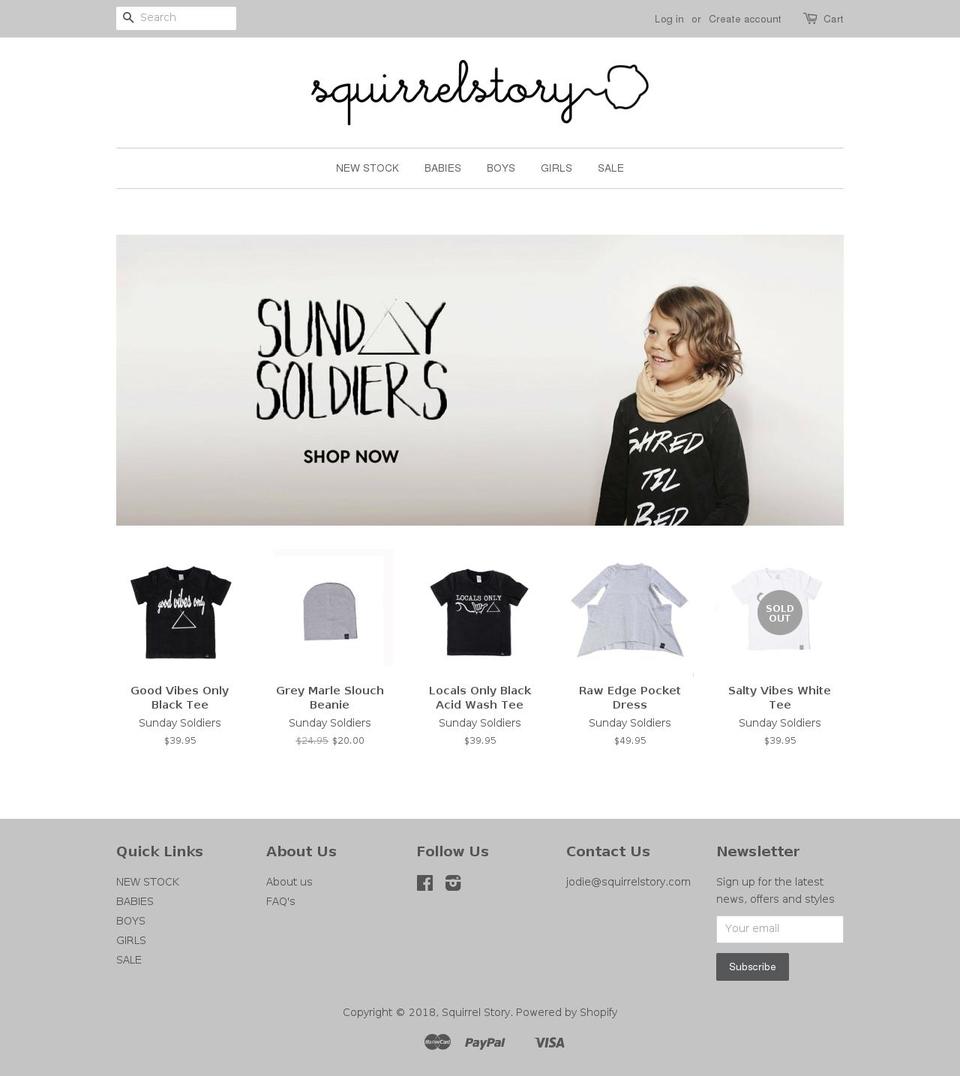 squirrelstory.com shopify website screenshot