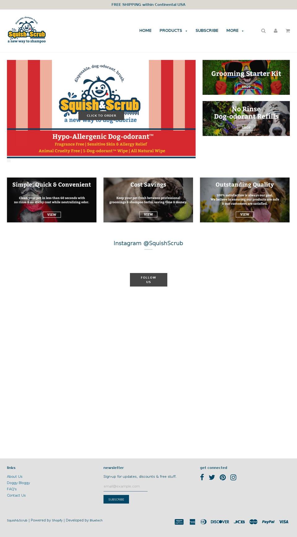 squishandscrub.com — Shopify storefront screenshot