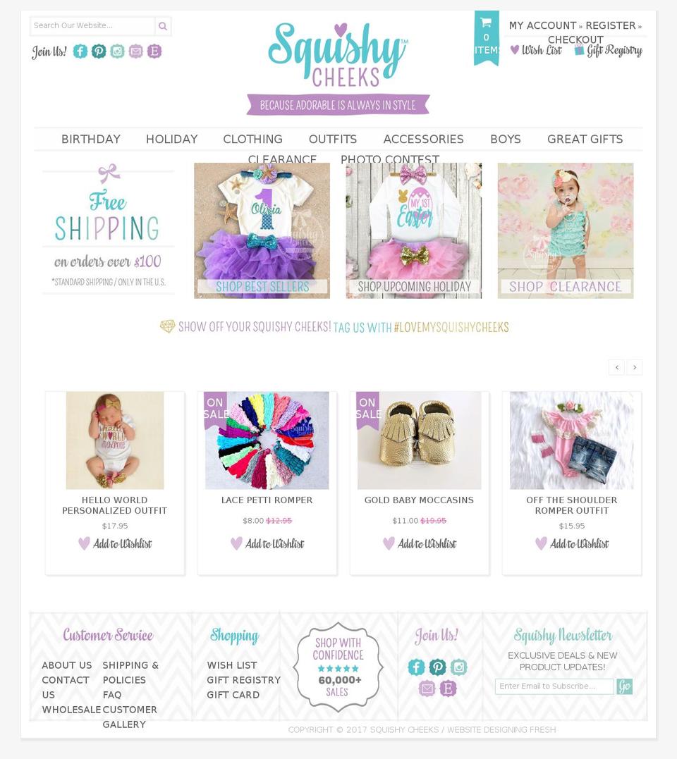 Craft Shopify theme site example squishycheeks.com