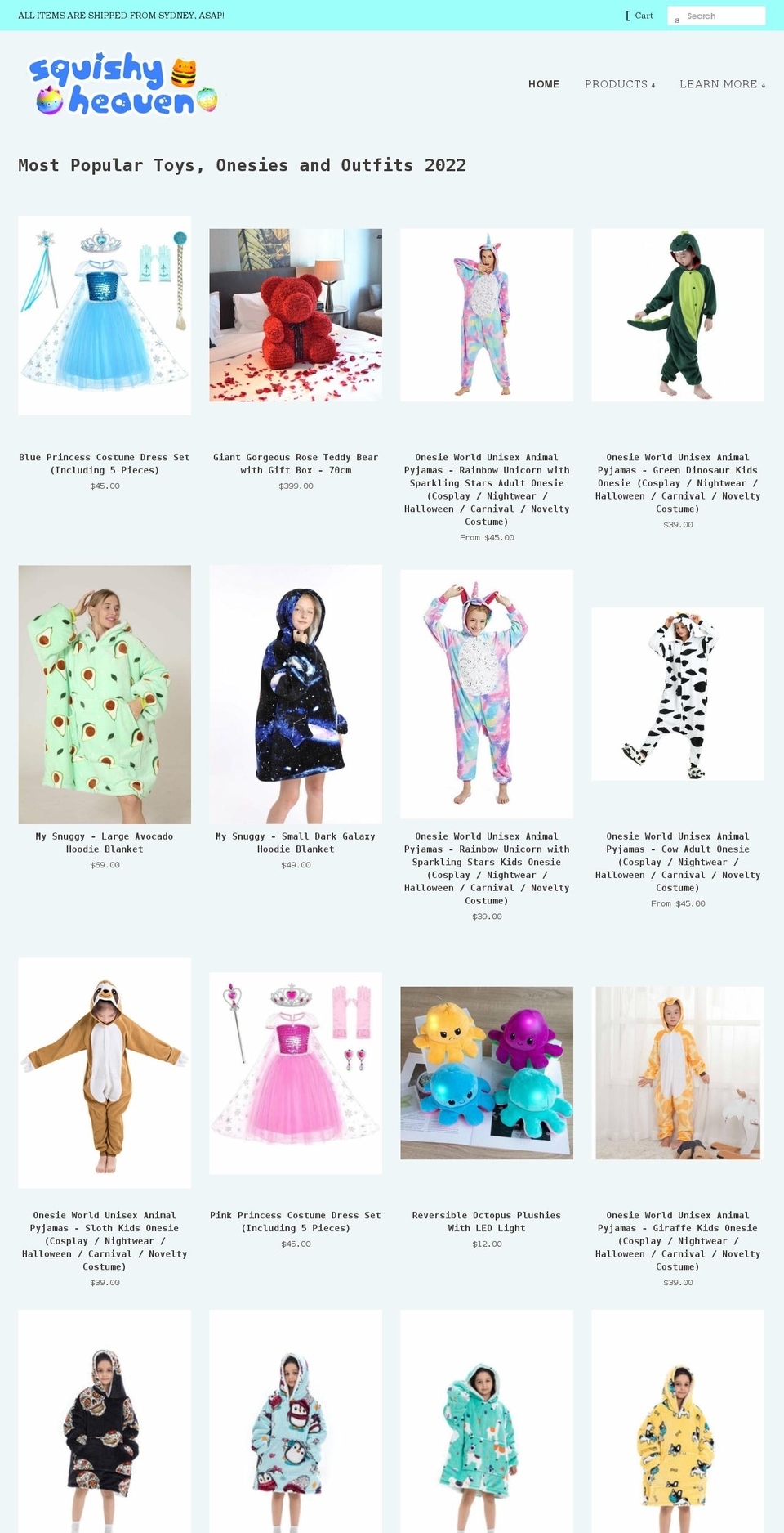 squishyheaven.com.au shopify website screenshot