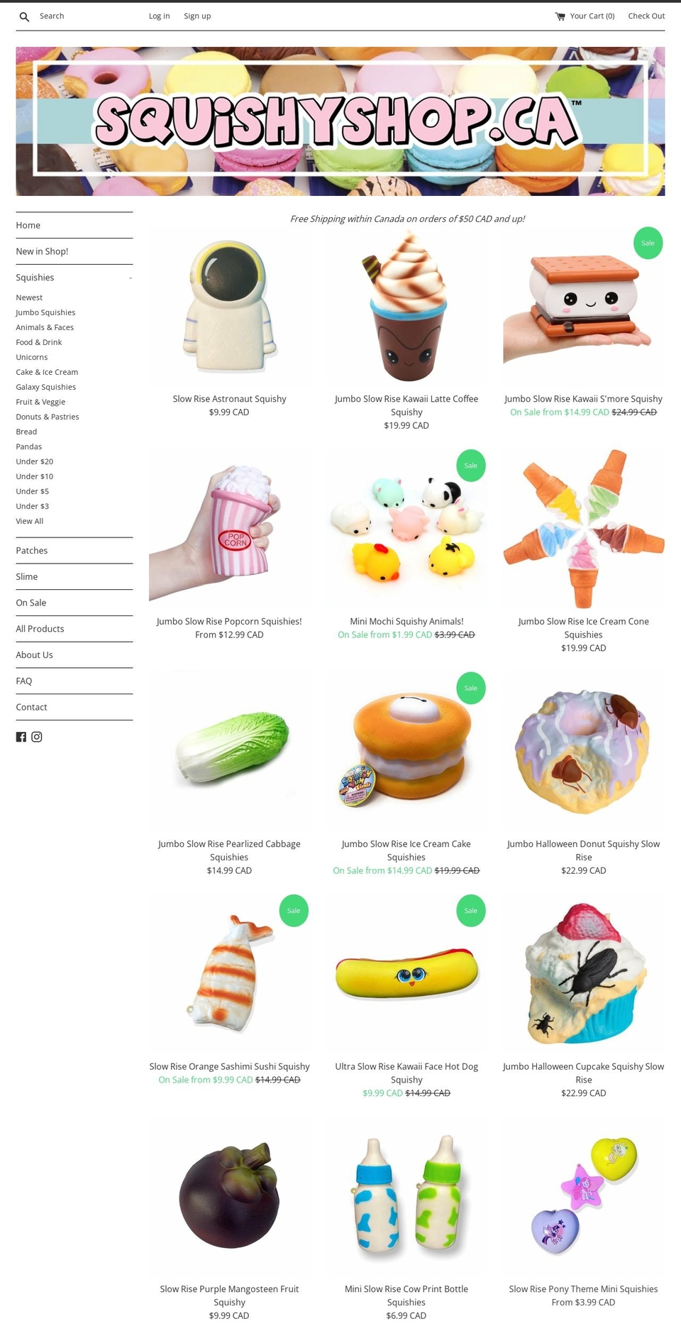 squishyshop.ca shopify website screenshot