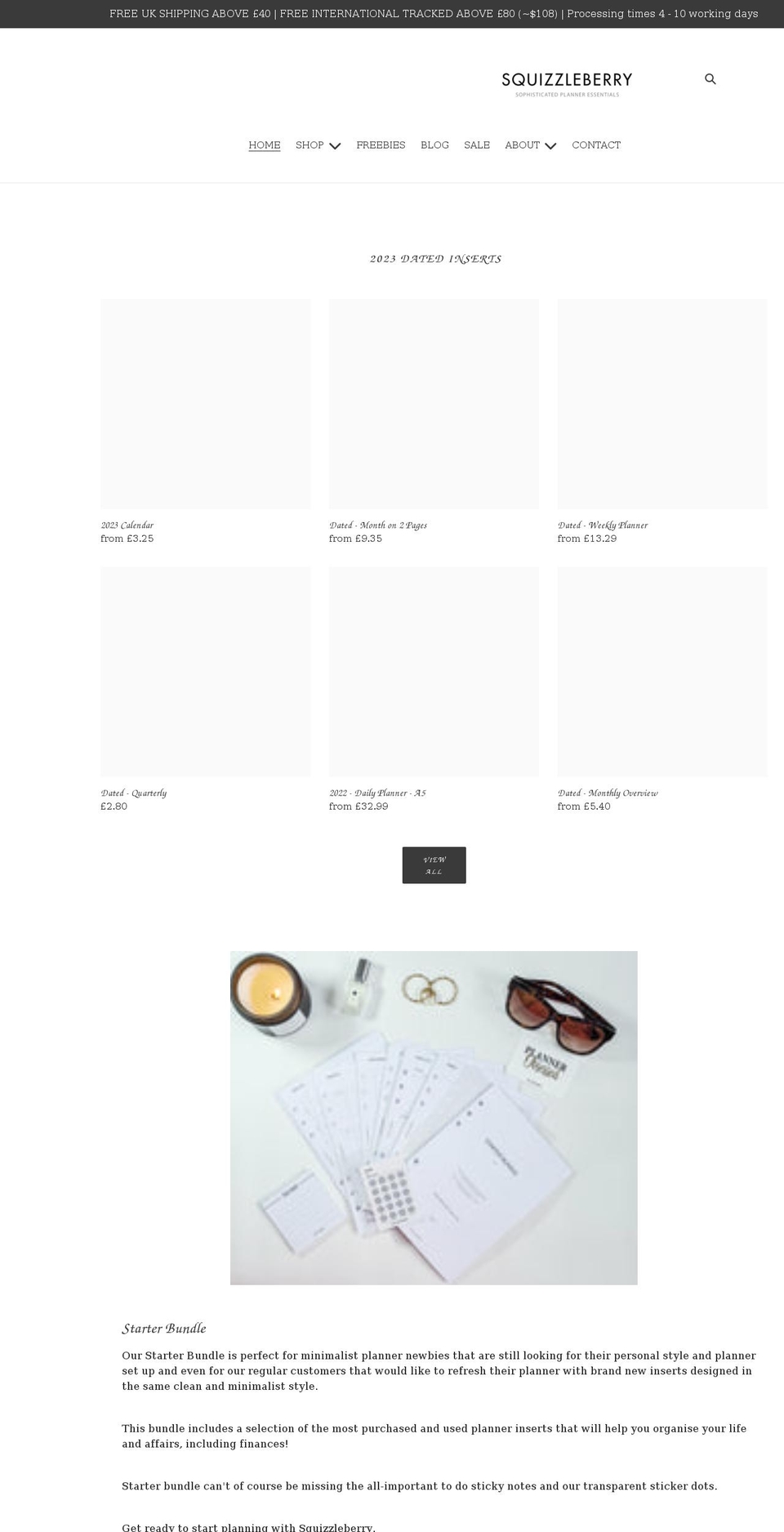 squizzleberry.com shopify website screenshot