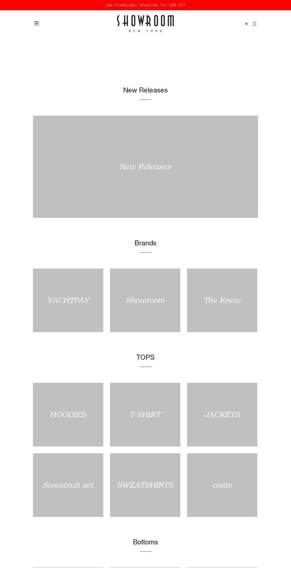 sr-ny.com — Shopify storefront screenshot